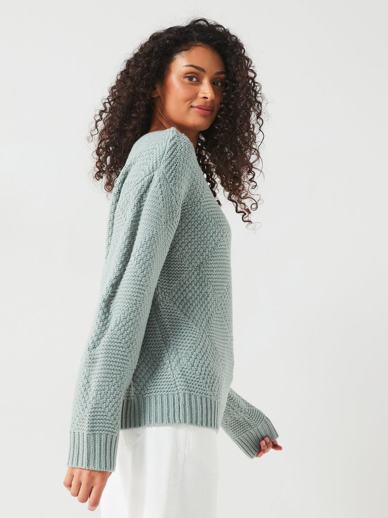 Image 5 of 6 of V by Very Stitch Detail Boat Neck Jumper - Blue/Green
