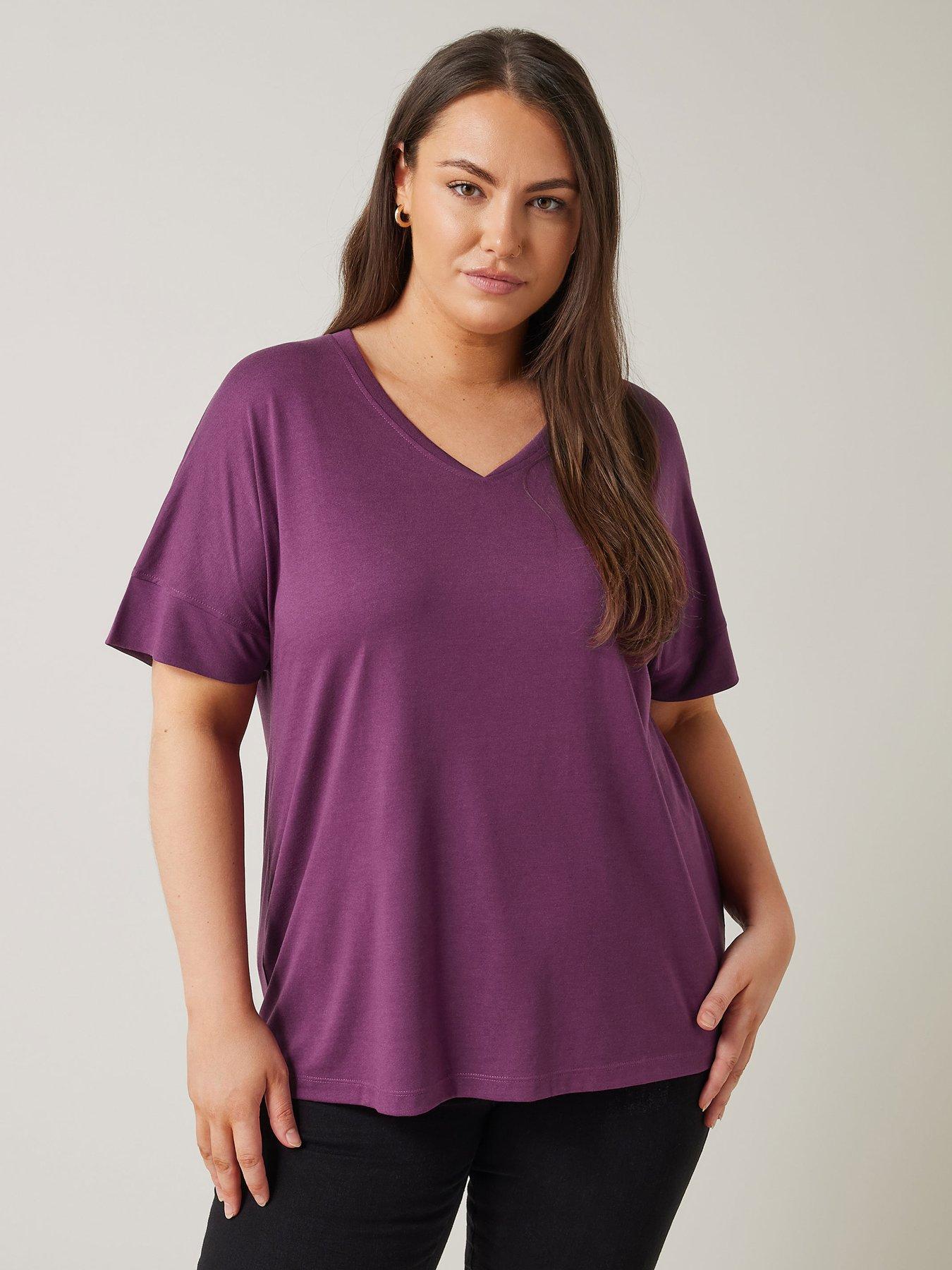 undefined V-Neck Modal T-Shirt - Purple