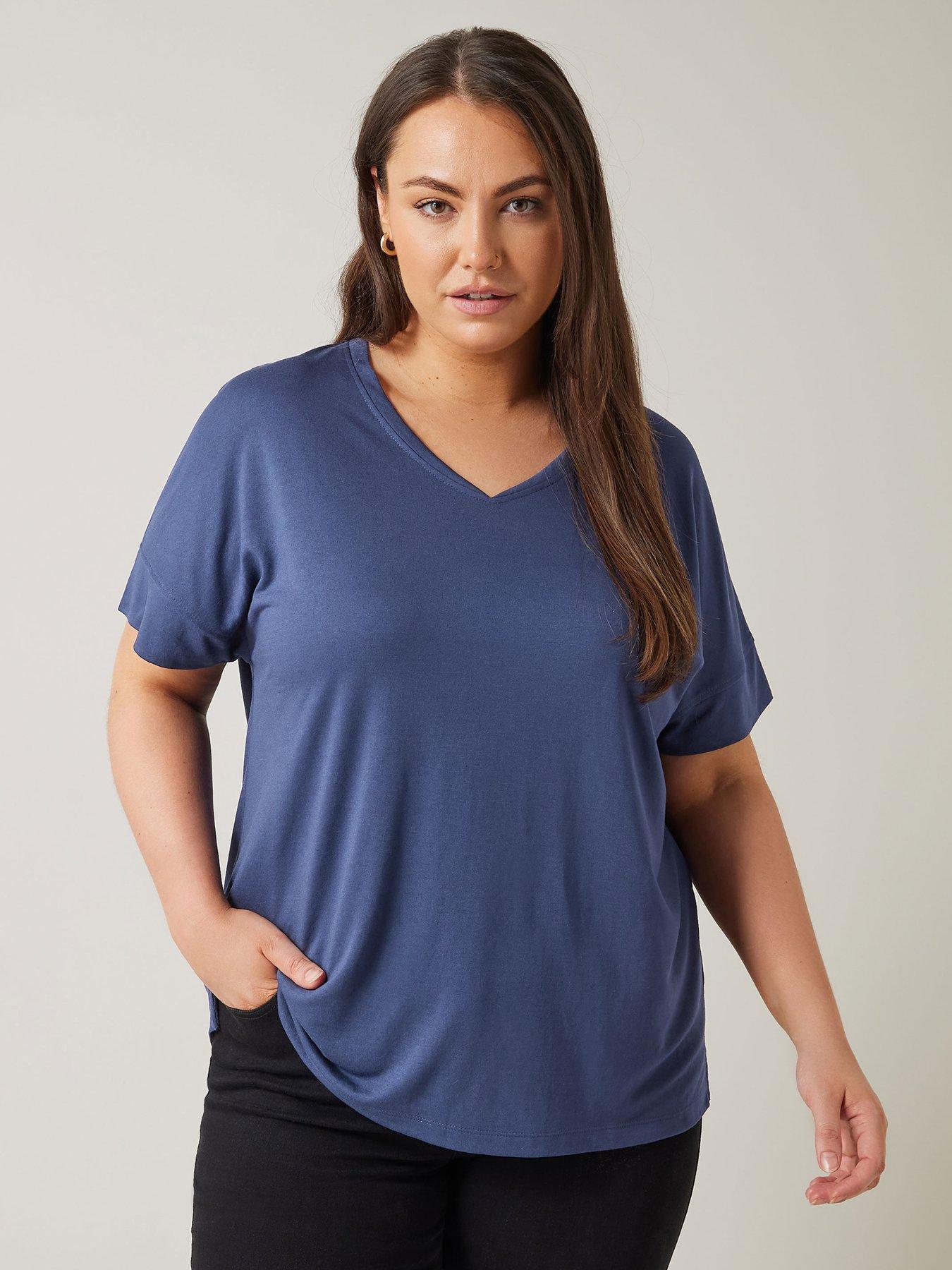 Evans V neck Modal T shirt Blue Very