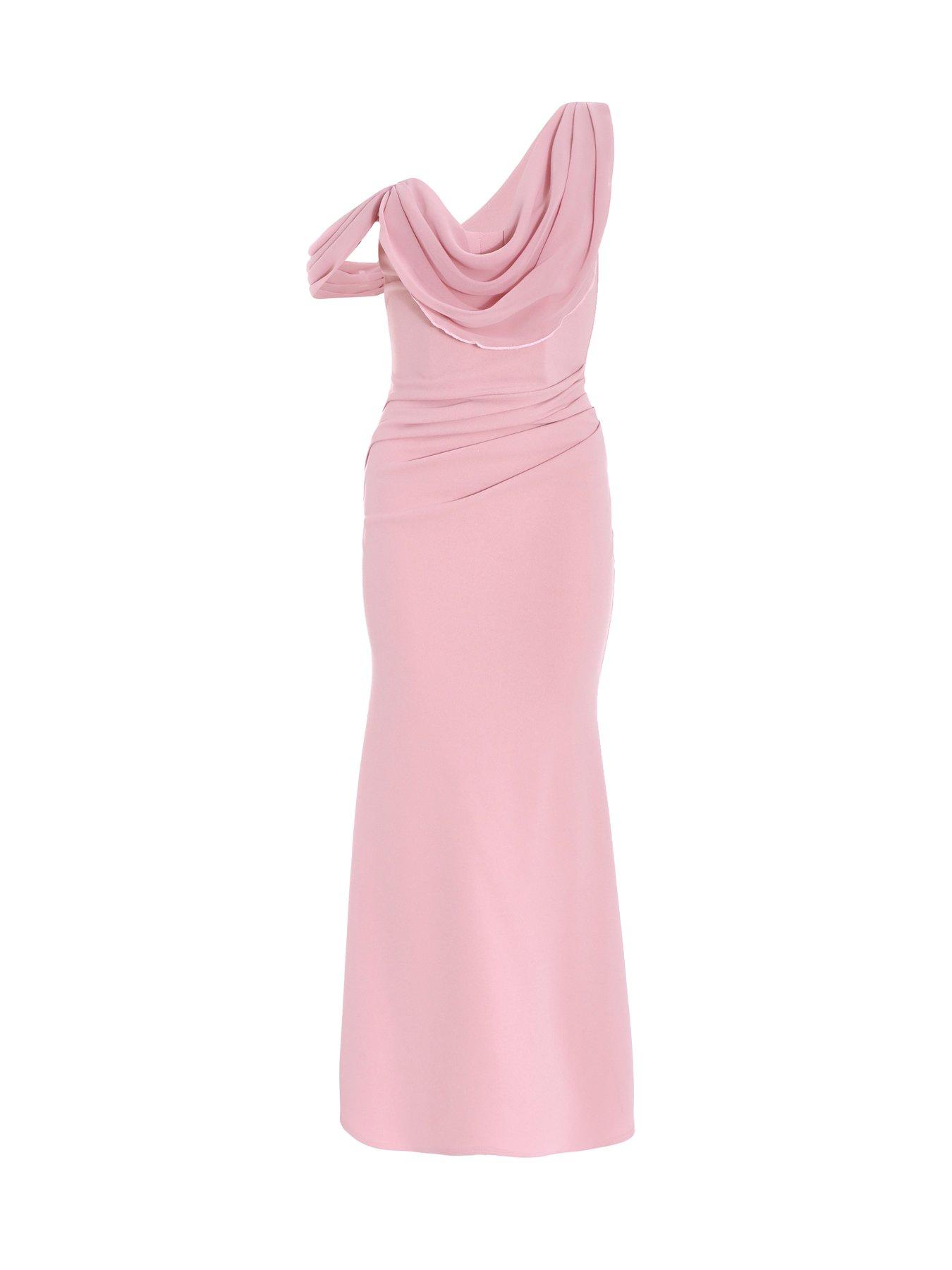 navy blue dress for baby girl Quiz Chiffon/Scuba Crepe Asymmetric Cowl Neck Maxi Dress In Green - 30% Off main image 1