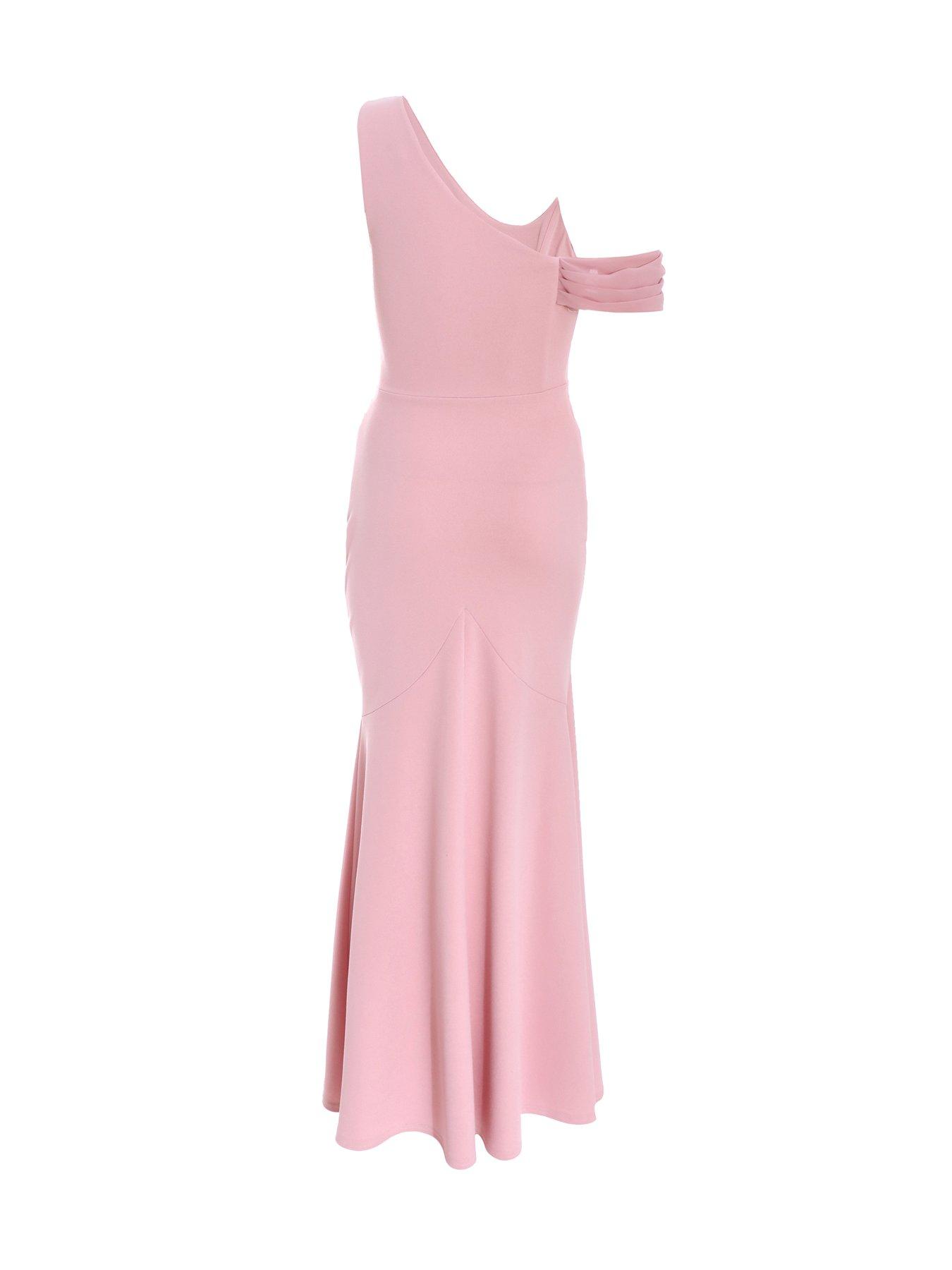 Quiz Petite Pink Asymmetric Cowl Neck Maxi Dress