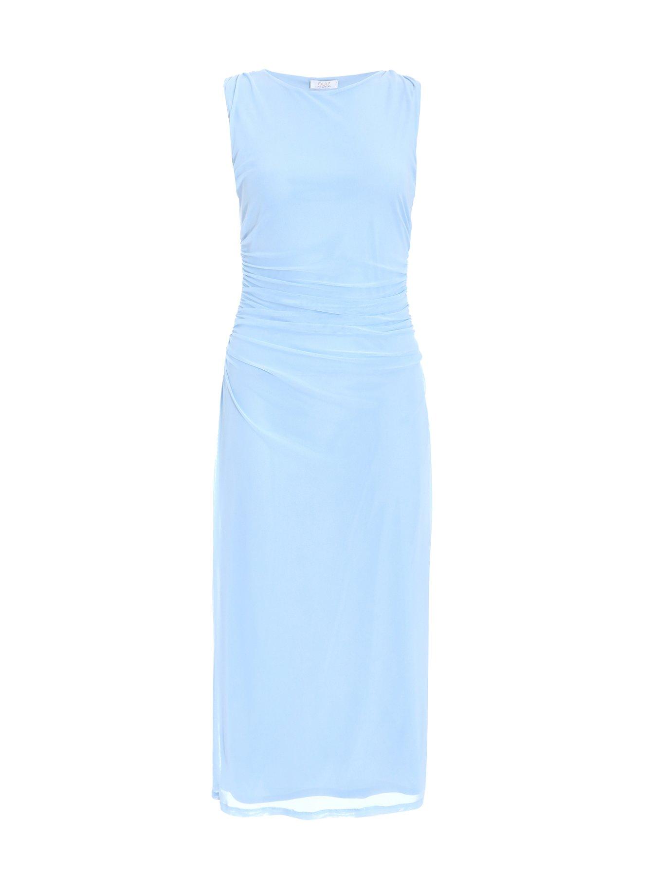 princess polly baby blue dress Ganni Marl Mesh Ruched Crossover Midi-Dress main image 1