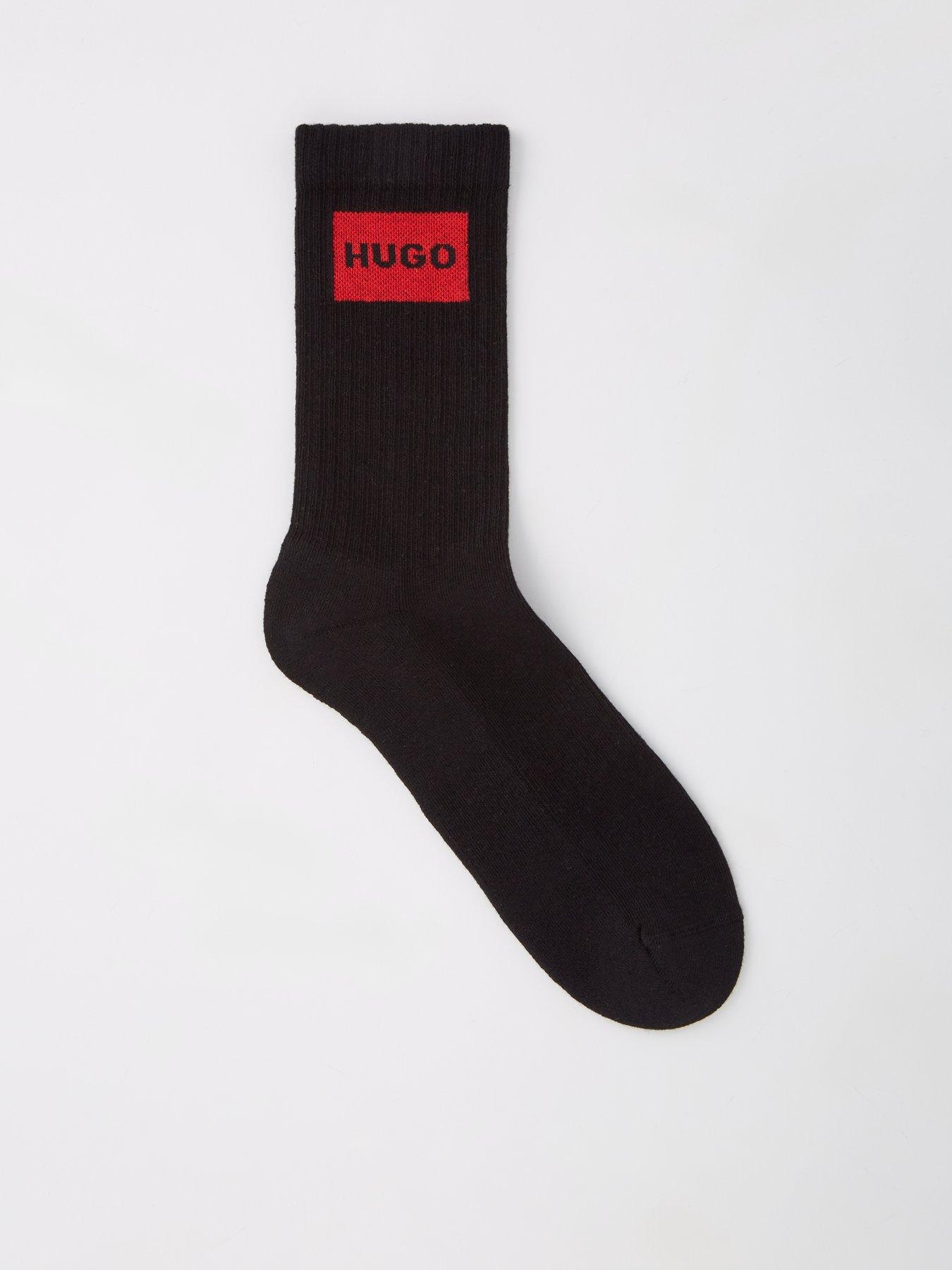 Image 2 of 3 of HUGO 2 Pack Red Patch Logo Crew Socks - Black