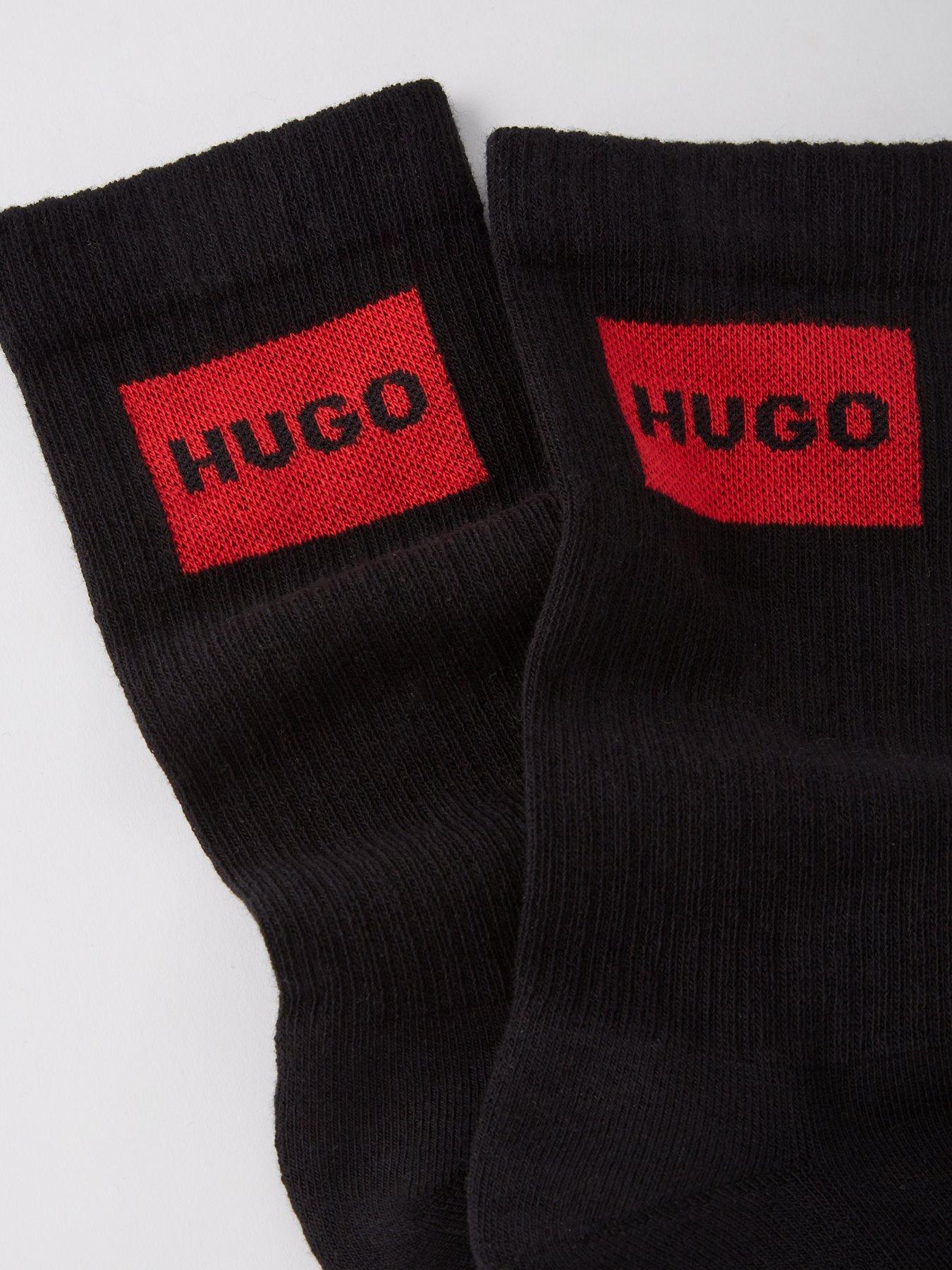 Image 3 of 3 of HUGO 2 Pack Red Patch Logo Crew Socks - Black