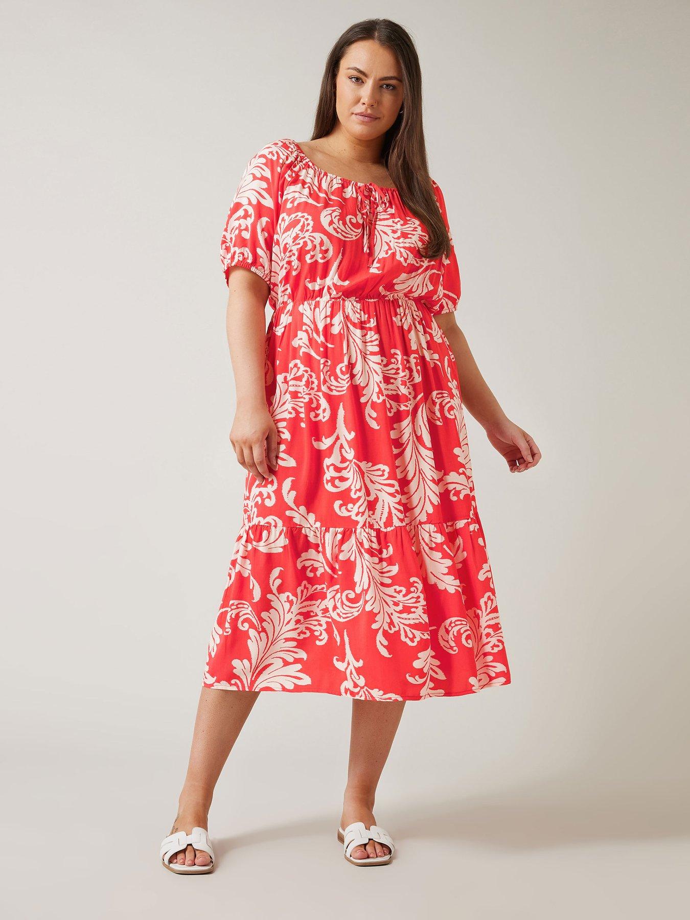 Image 1 of 4 of Evans Gypsy Midi Dress - Red