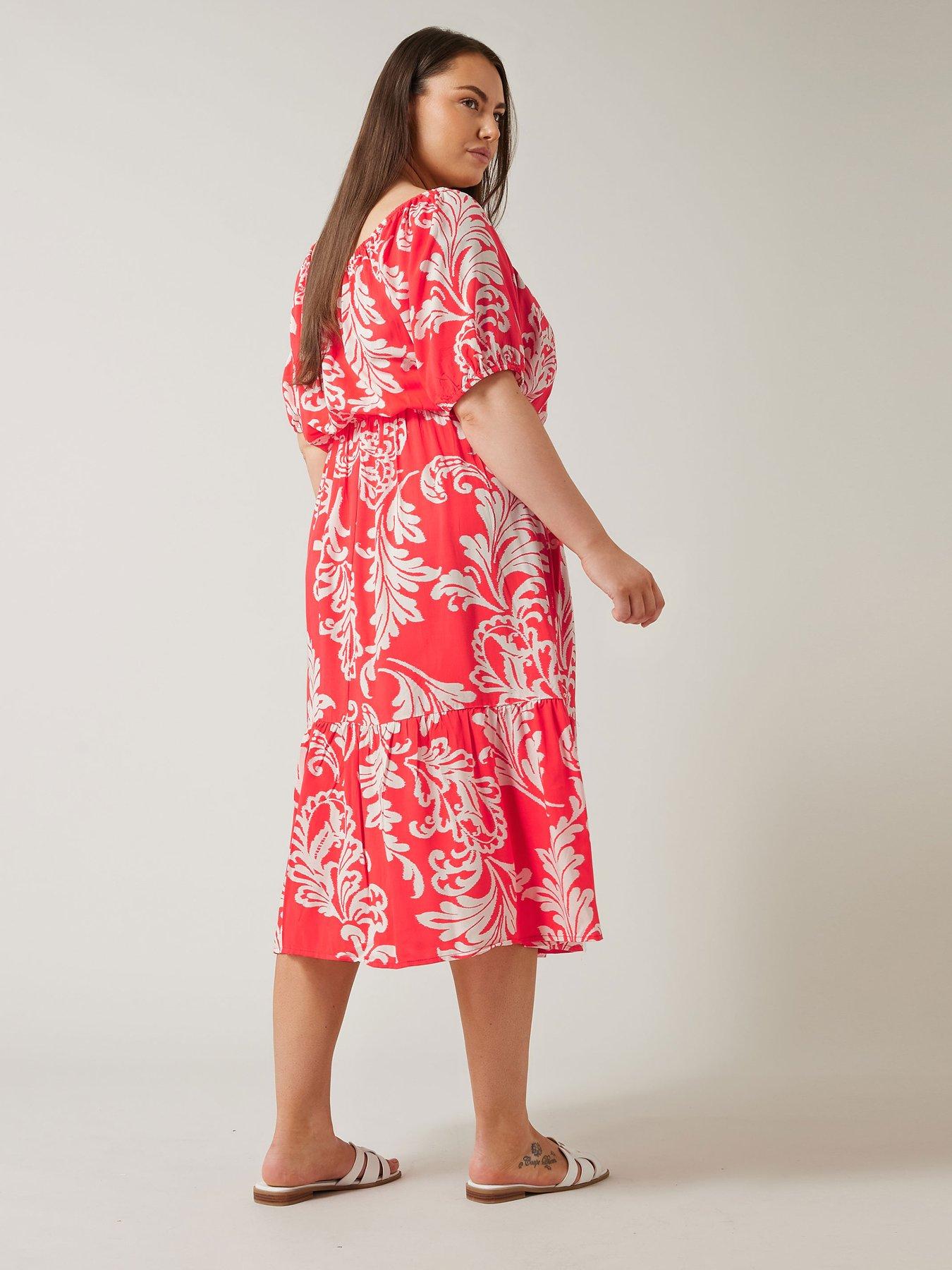 Image 2 of 4 of Evans Gypsy Midi Dress - Red