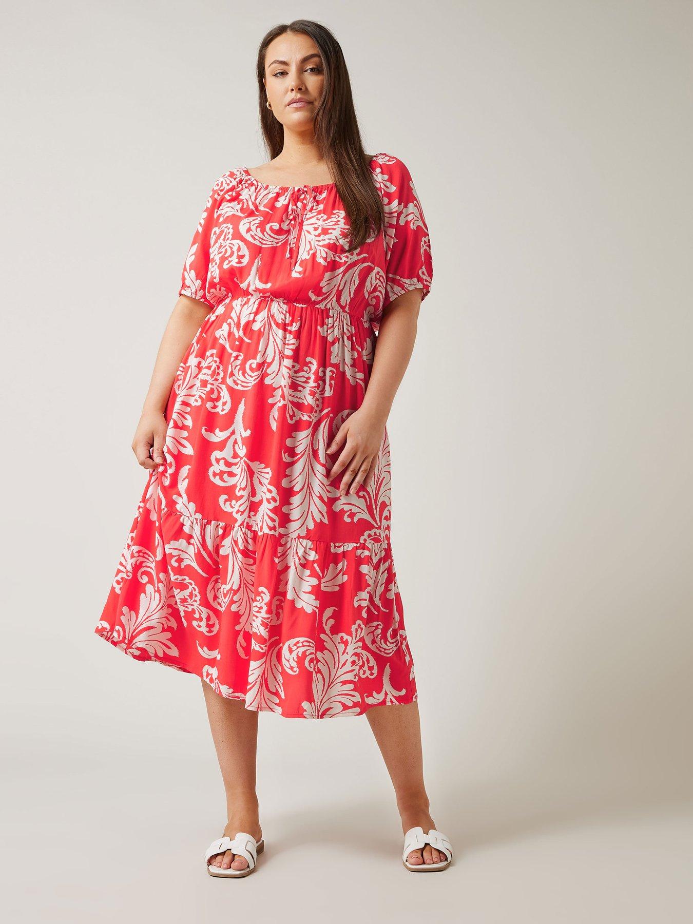 Image 3 of 4 of Evans Gypsy Midi Dress - Red