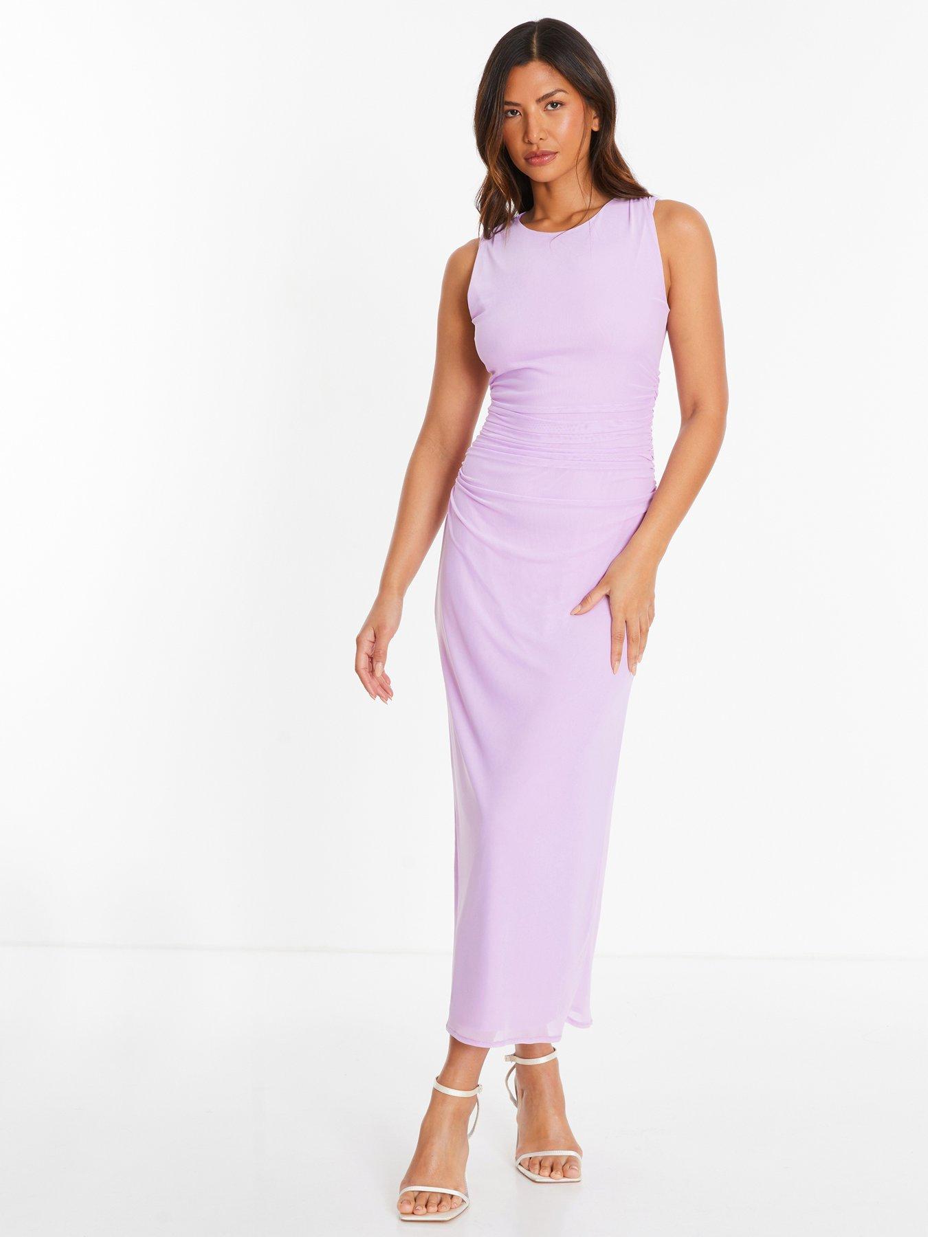 Quiz Lilac Mesh Ruched Boydcon Midaxi Dress Very