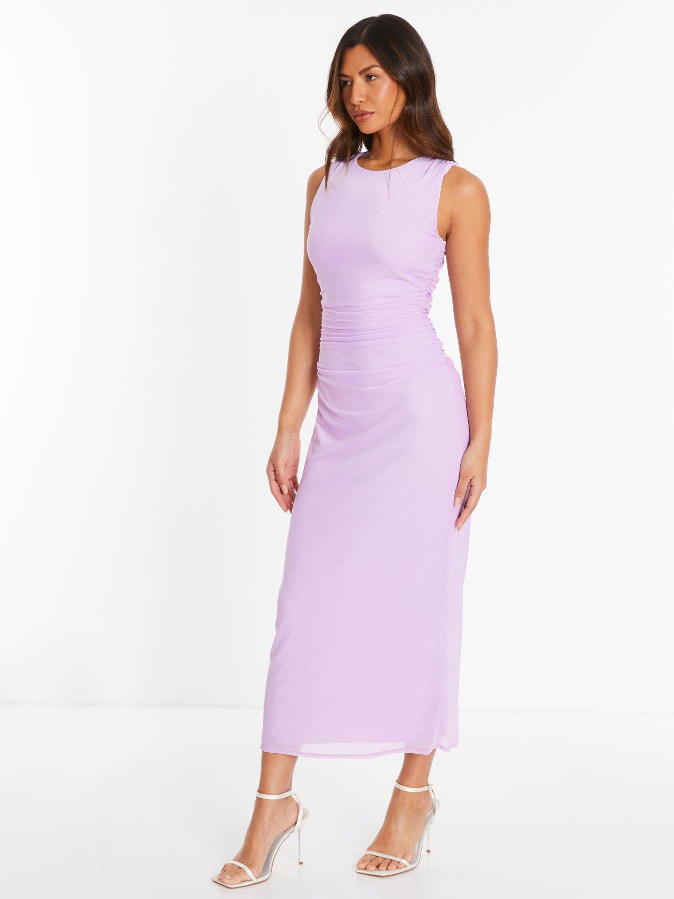 lilac mesh ruched bodycon dress Shop My Girl