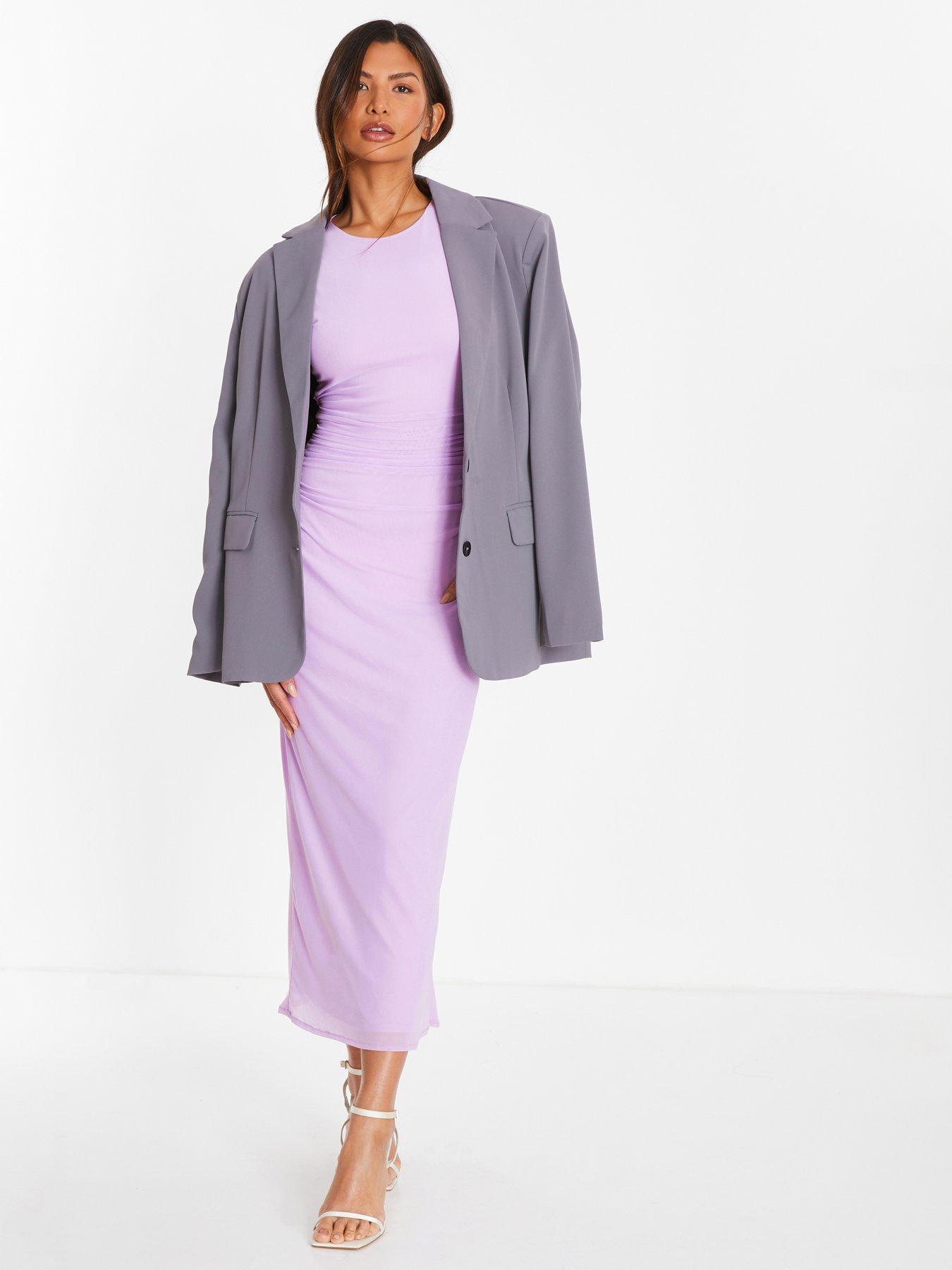 Quiz Lilac Mesh Ruched Boydcon Midaxi Dress | Very