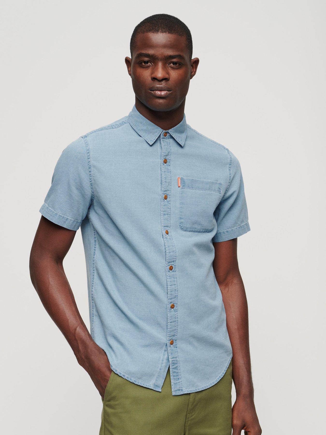 undefined Vintage Loom Short Sleeve Denim Shirt - Blue
