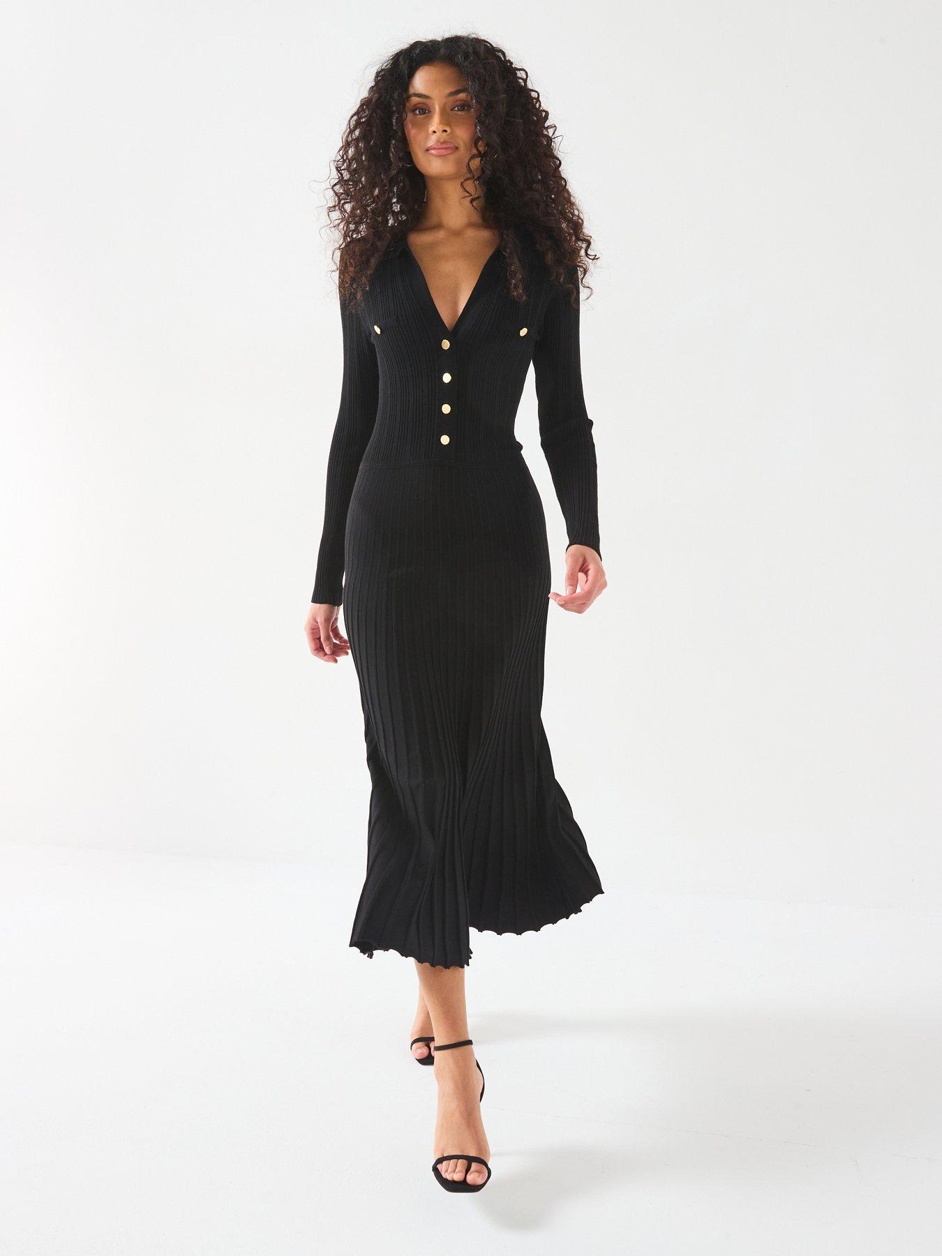 Black button down midi dress on sale