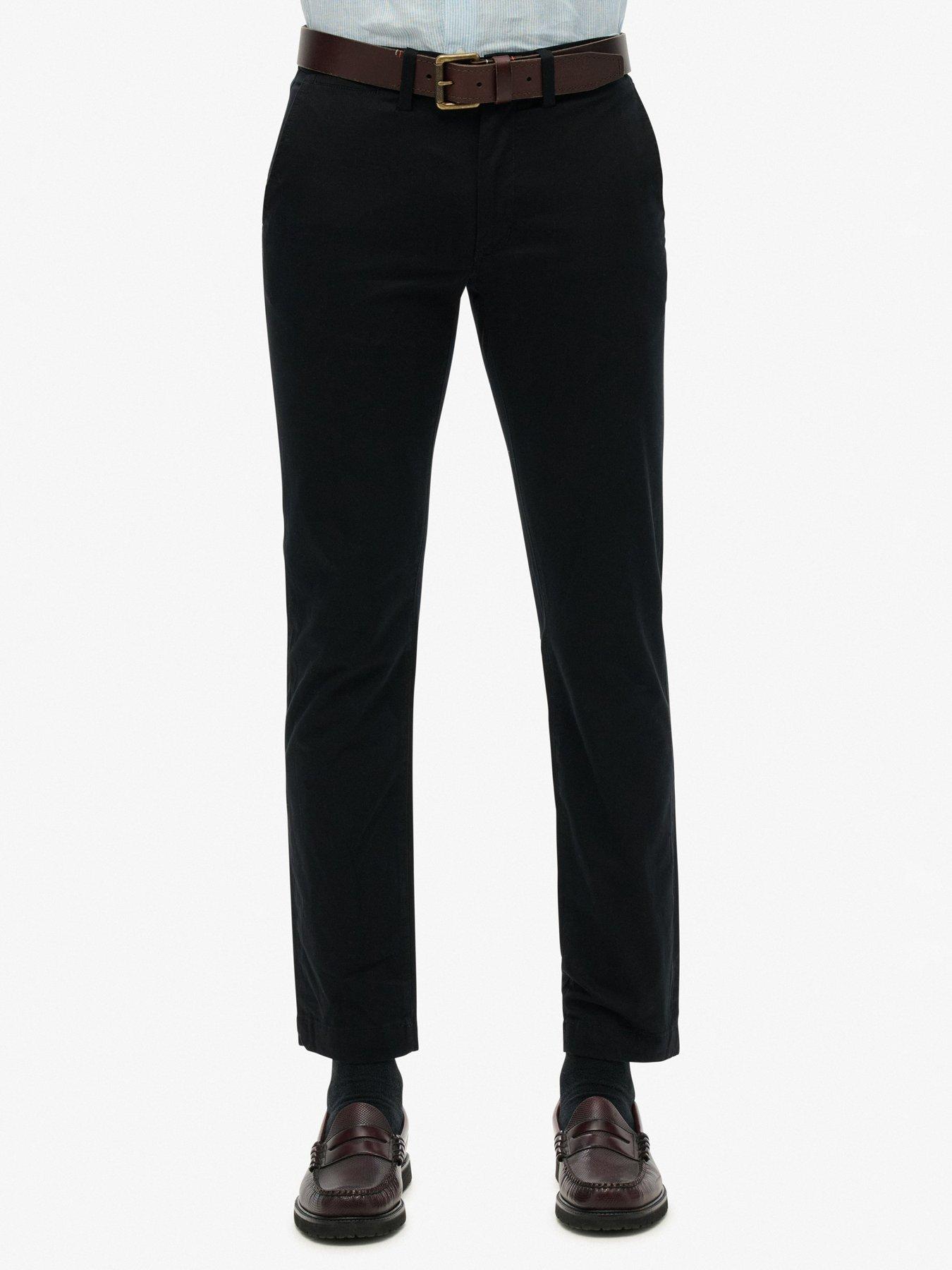 undefined Slim Tapered Stretch Chino Trousers - Black