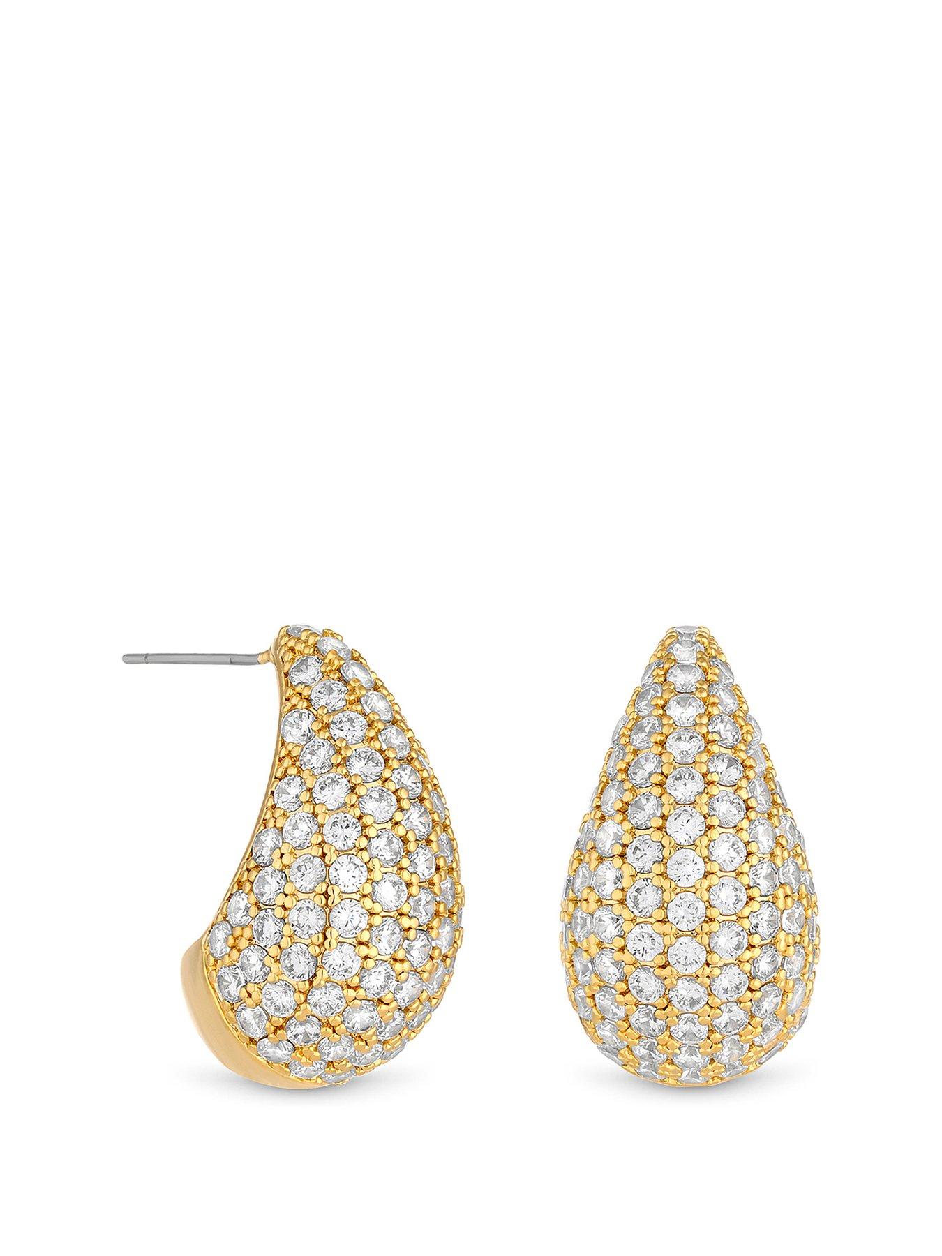 Product photograph of Mood Gold Crystal Dome Hoop Earrings from very.co.uk