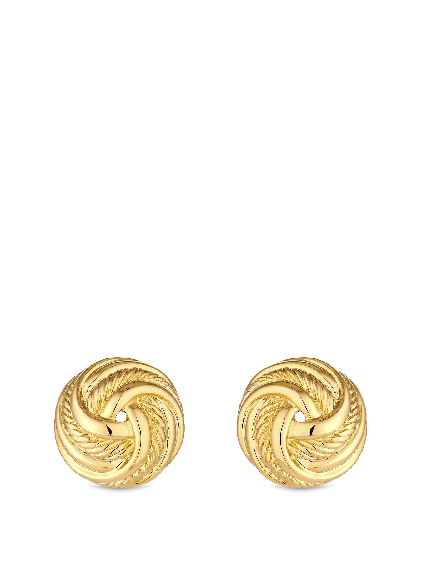 Product photograph of Jon Richard Vintage Inspired Gold Plated Knot Clip Earrings from very.co.uk