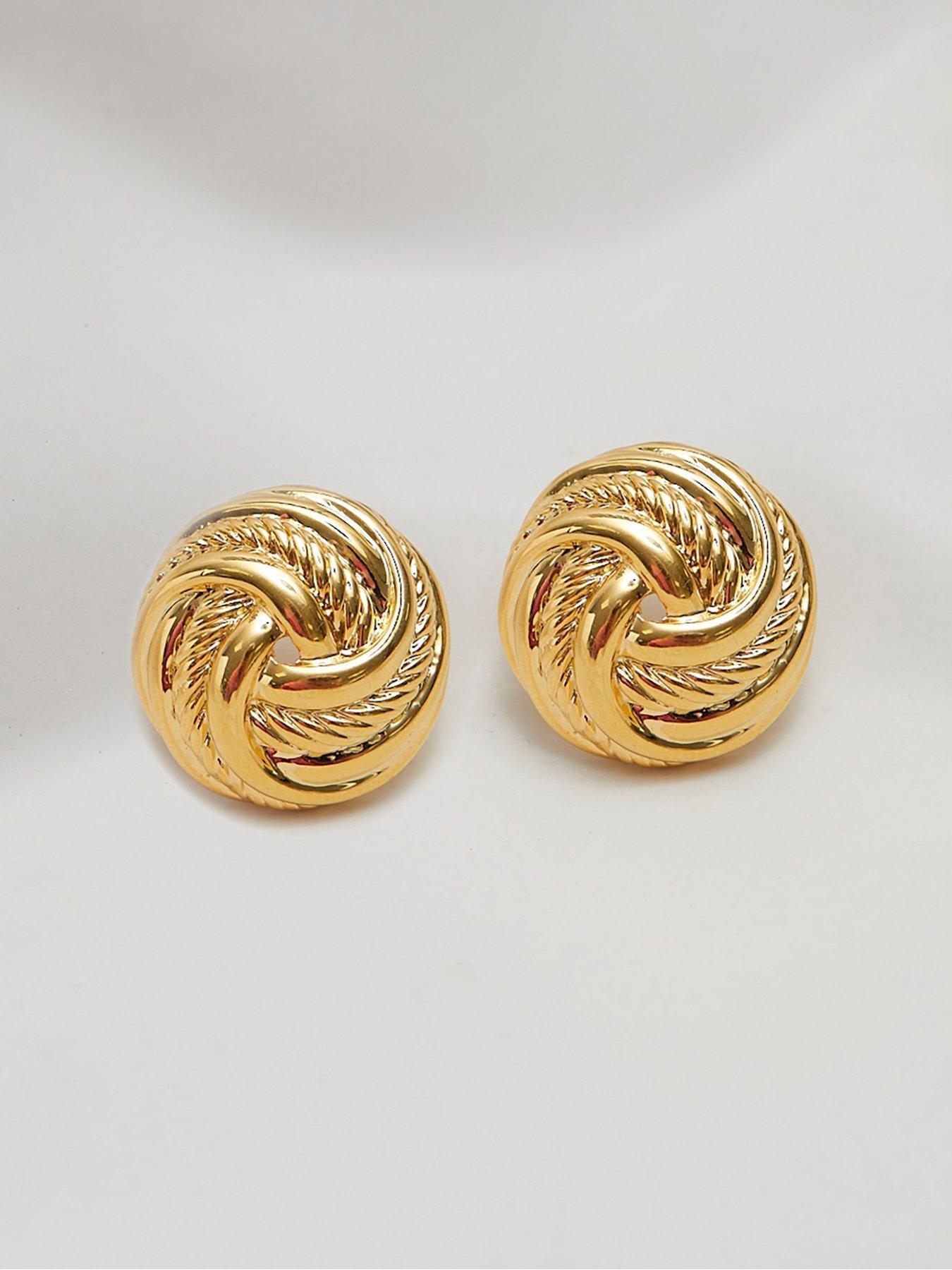 Image 2 of 3 of Jon Richard Vintage Inspired Gold Plated Knot Clip Earrings