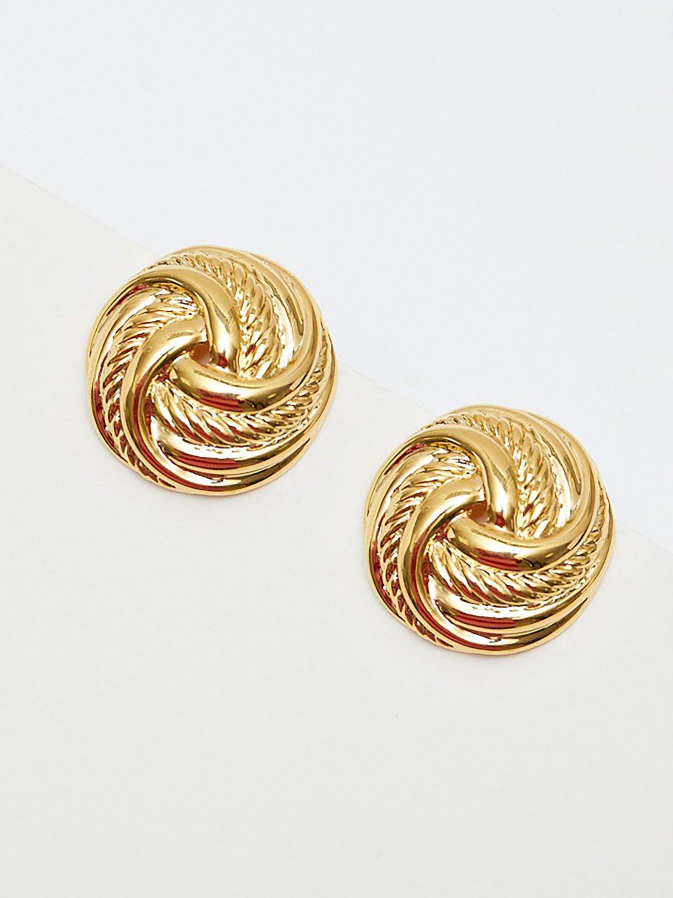 Image 3 of 3 of Jon Richard Vintage Inspired Gold Plated Knot Clip Earrings