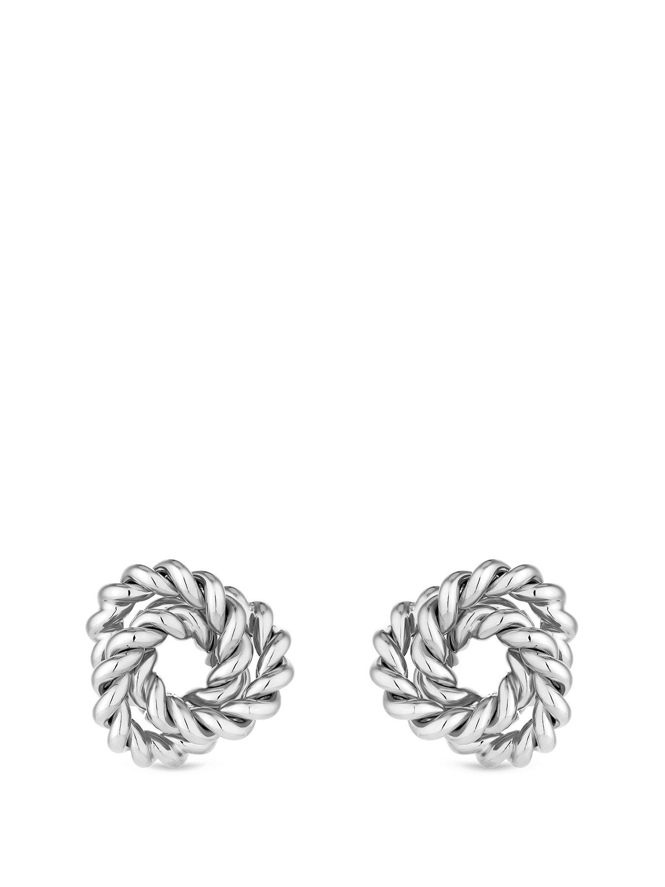 Product photograph of Jon Richard Vintage Inspired Silver Plated Textured Knot Earrings from very.co.uk