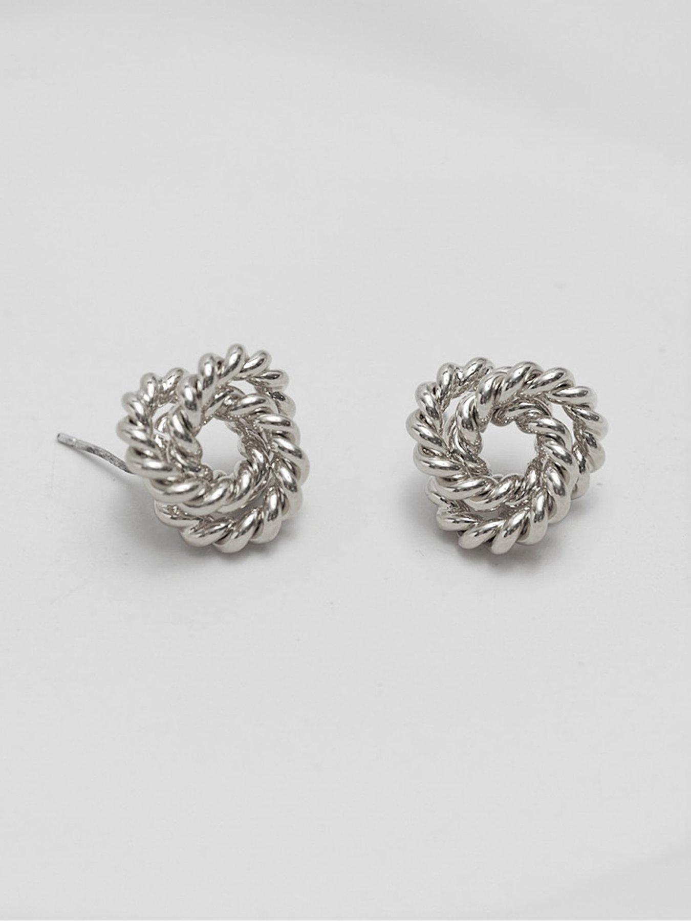 Image 2 of 3 of Jon Richard Vintage Inspired Silver Plated Textured Knot Earrings