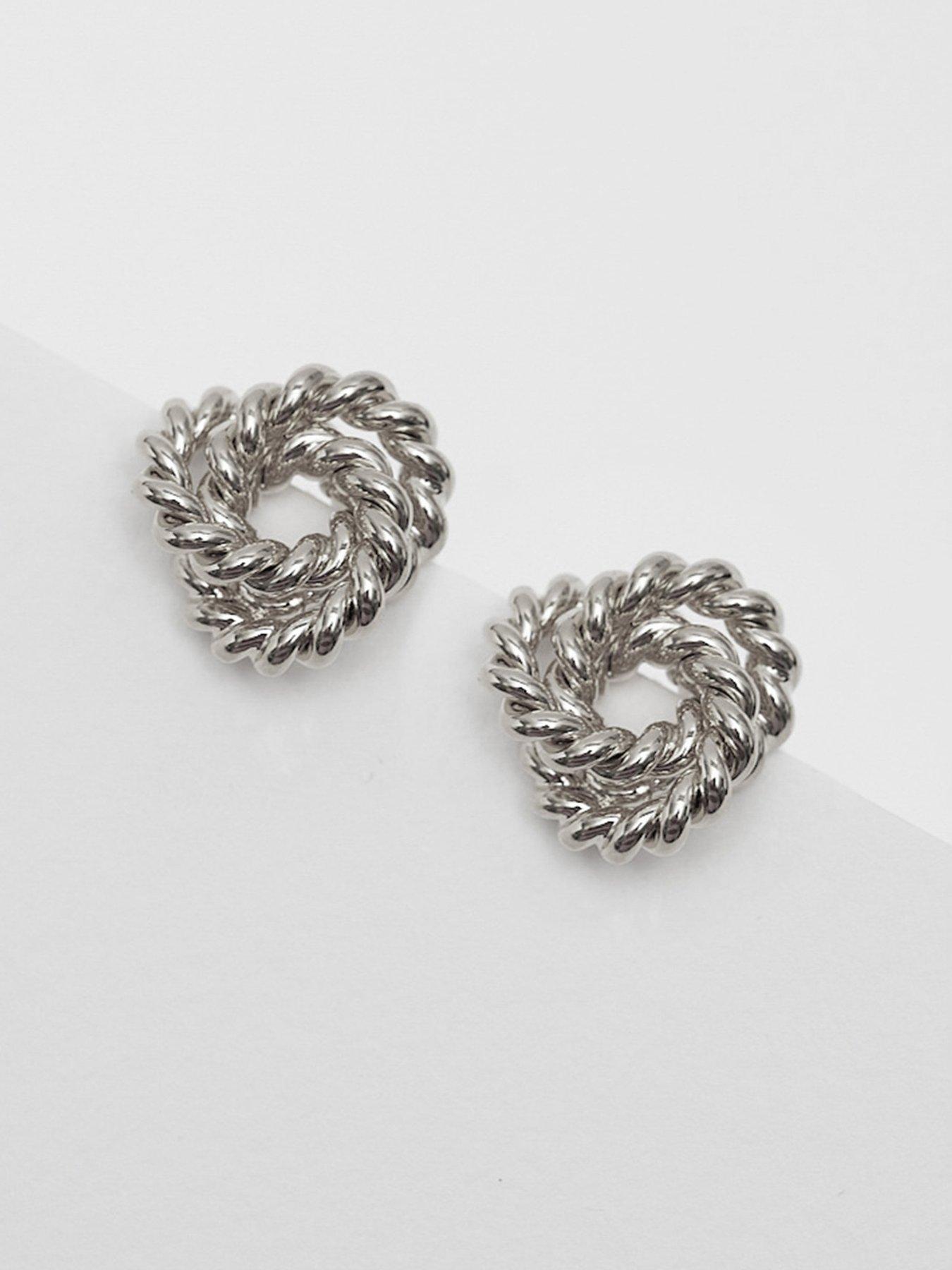Image 3 of 3 of Jon Richard Vintage Inspired Silver Plated Textured Knot Earrings