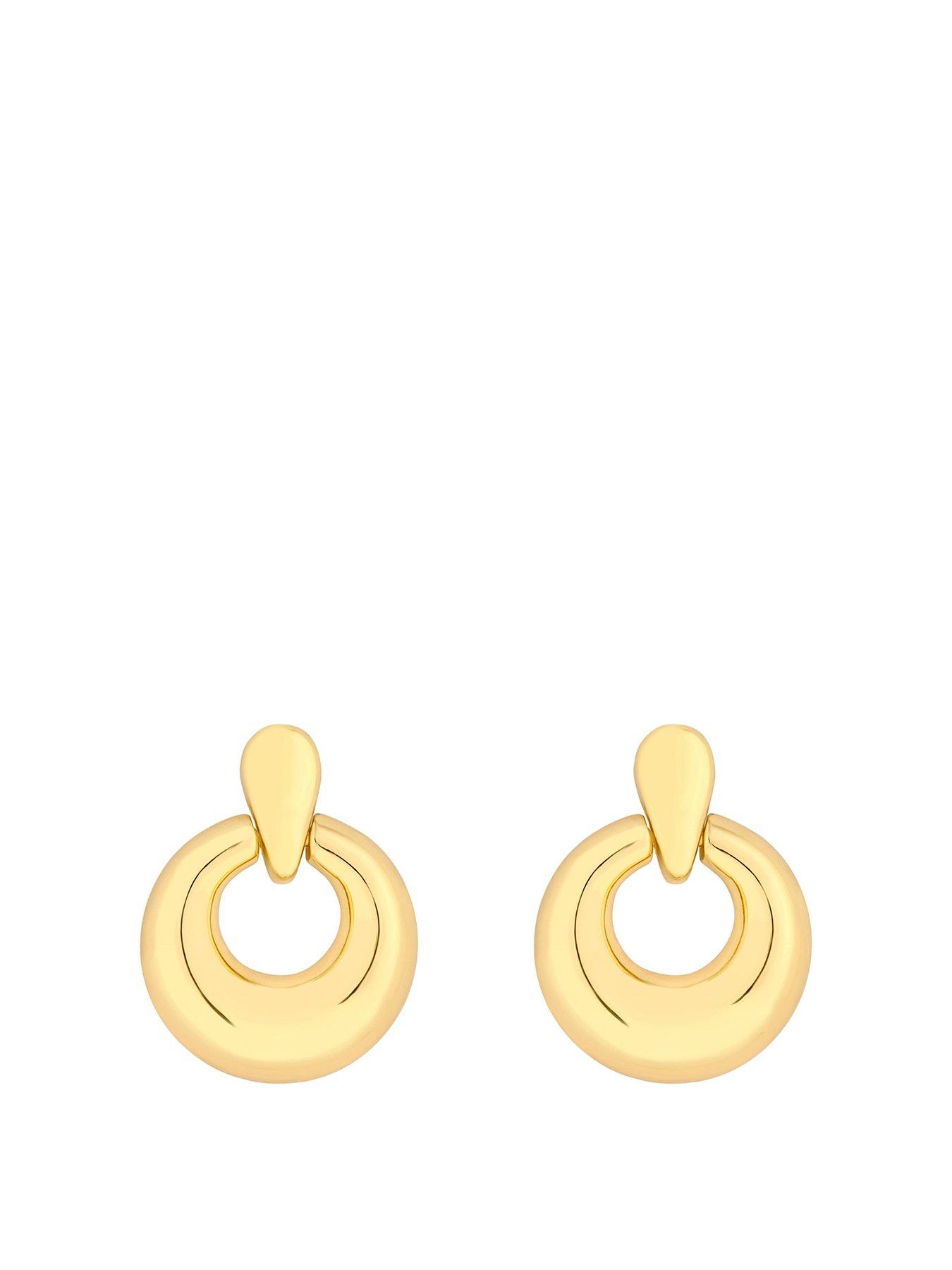 Product photograph of Jon Richard Gold Plated Polished Door Knocker Earrings from very.co.uk