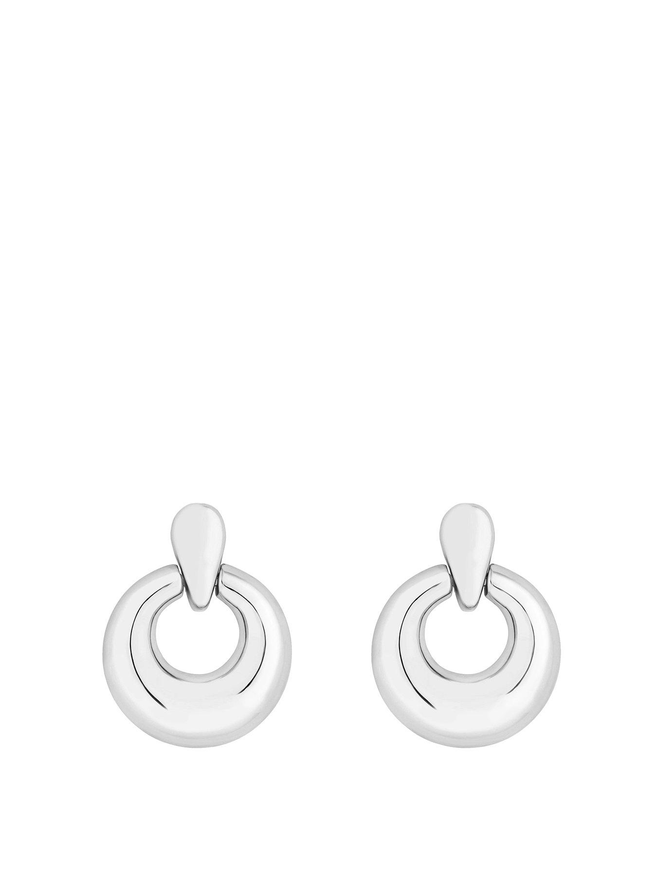 Product photograph of Jon Richard Silver Plated Polished Door Knocker Earrings from very.co.uk