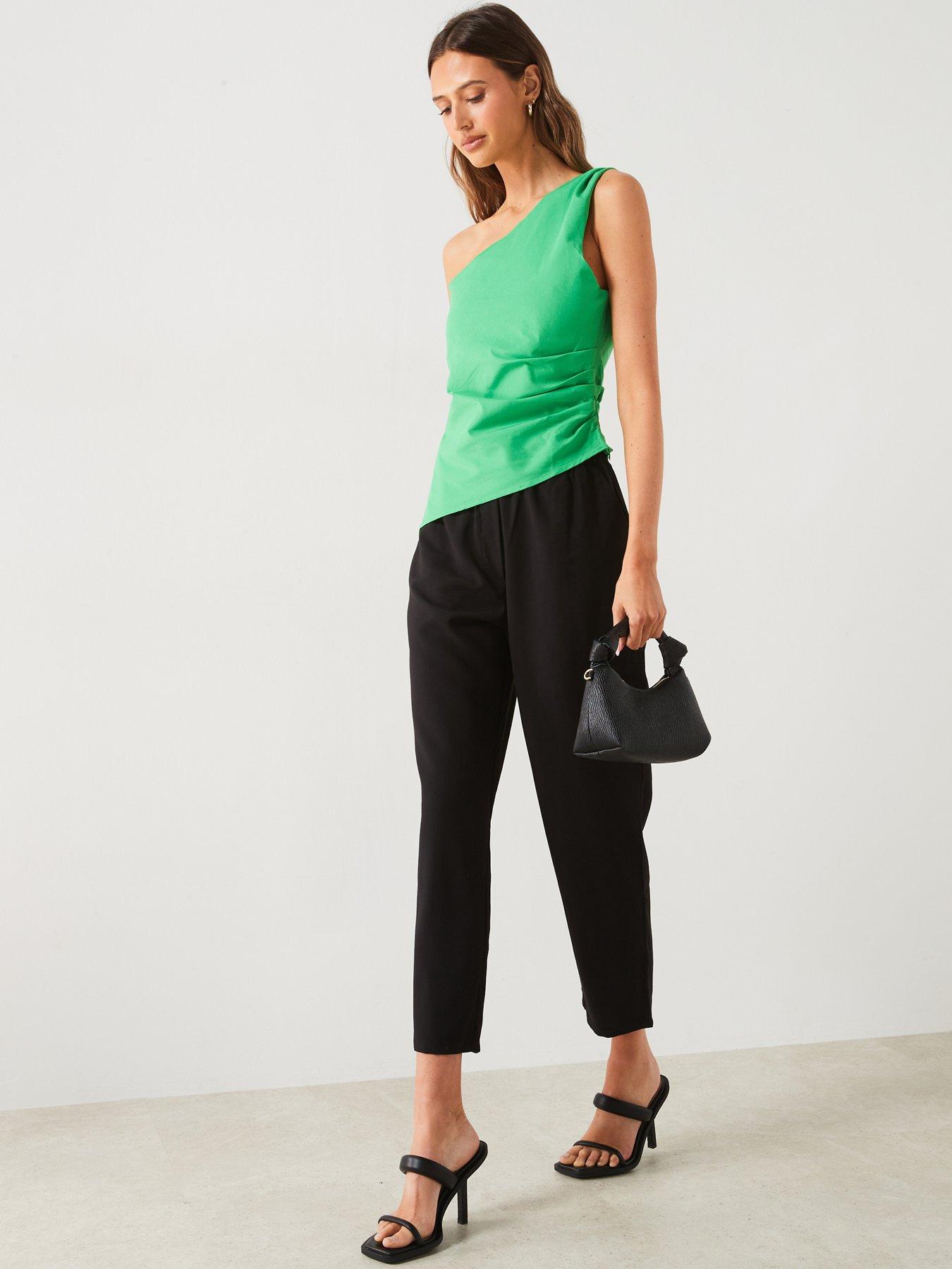 Image 3 of 6 of Mango One Shoulder Top - Green