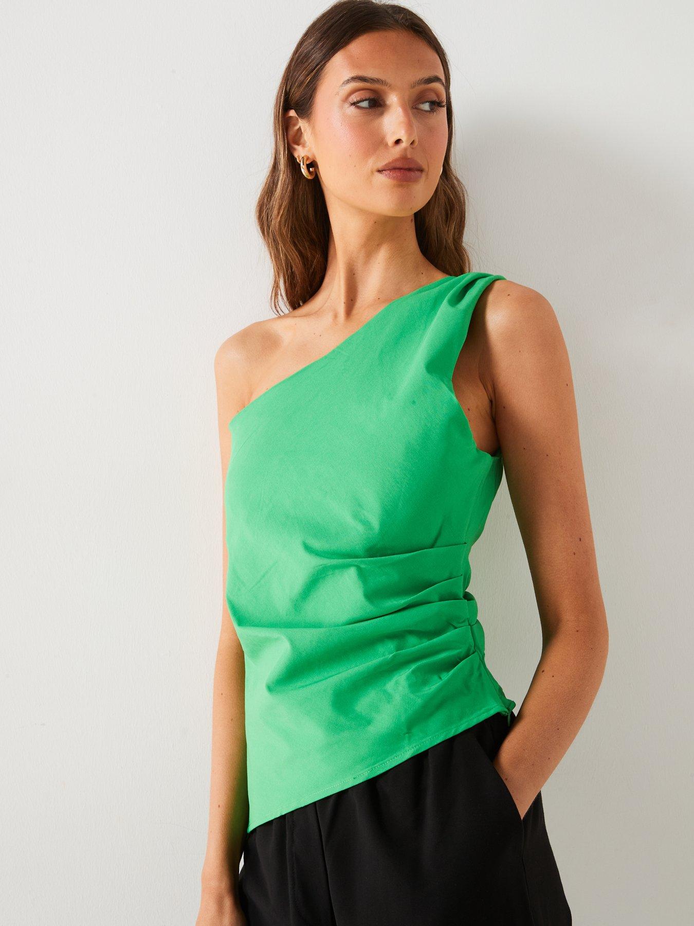 Image 6 of 6 of Mango One Shoulder Top - Green