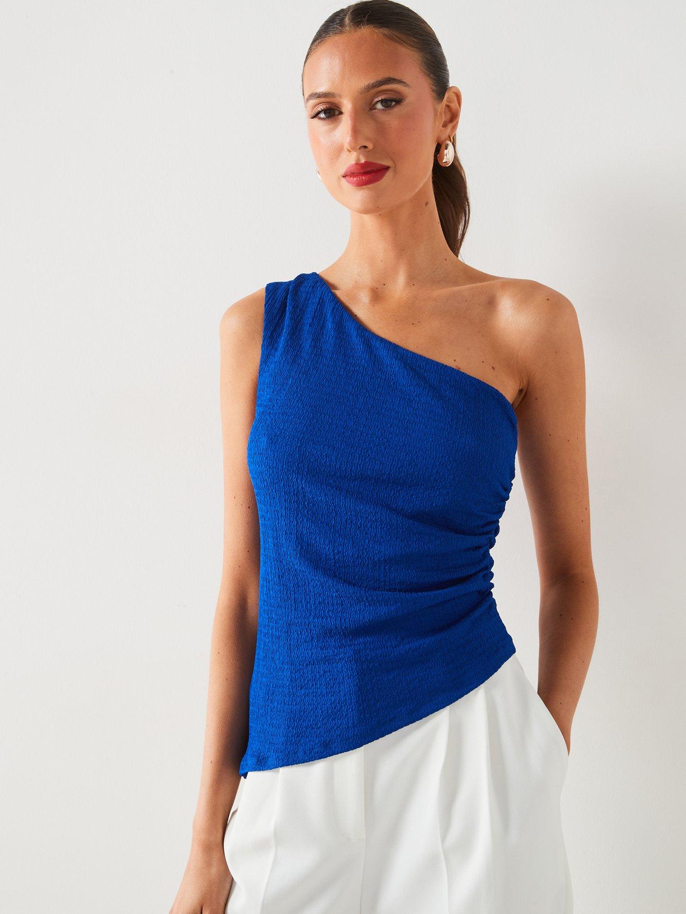 Blue One Shoulder Top