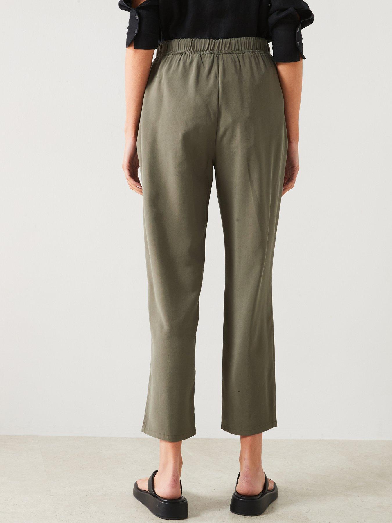 Image 2 of 6 of Mango Khaki Linen Cropped Trouser