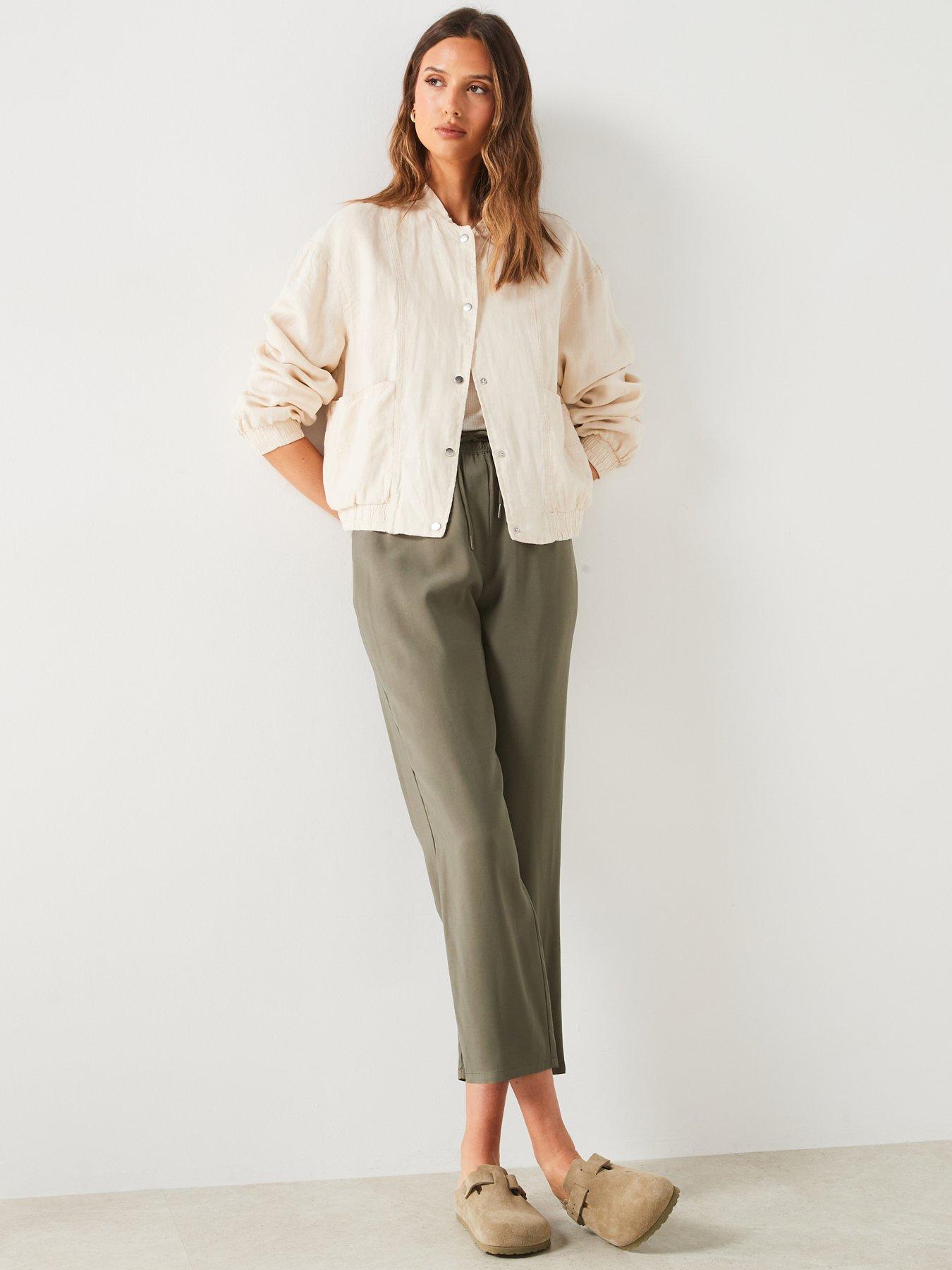 Image 6 of 6 of Mango Khaki Linen Cropped Trouser