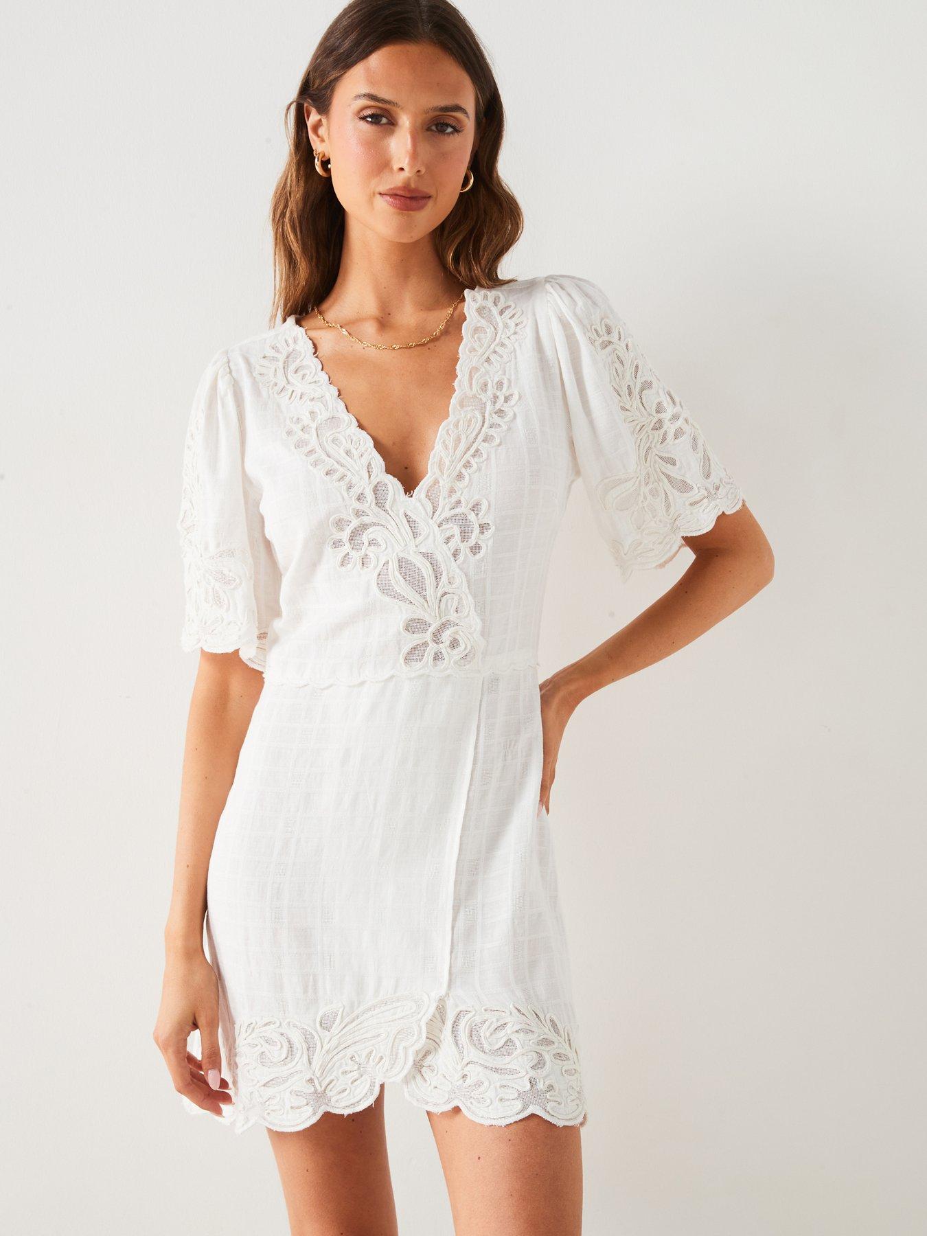 Mango white lace dress sale