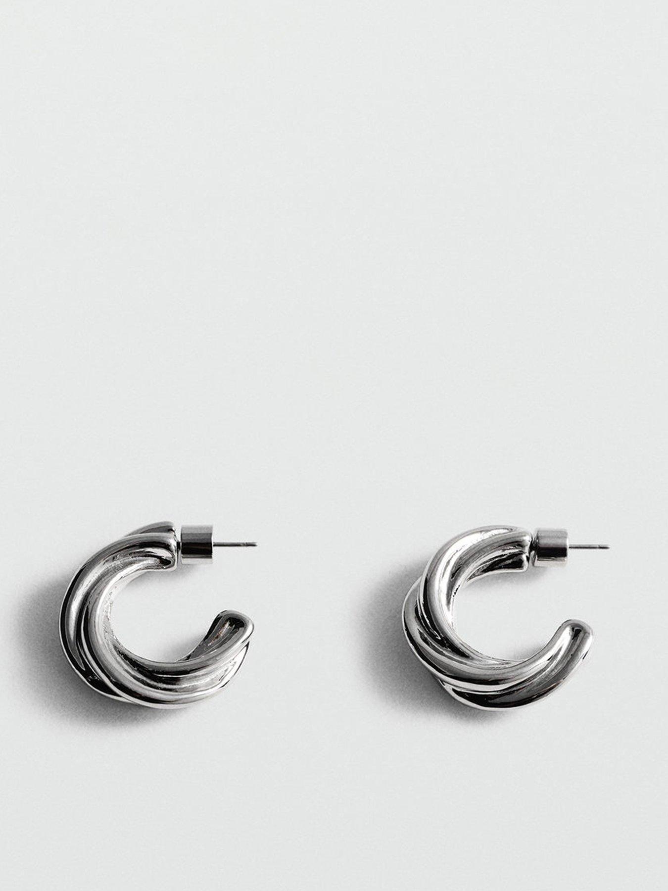 Product photograph of Mango Silver Hoop Earrings from very.co.uk