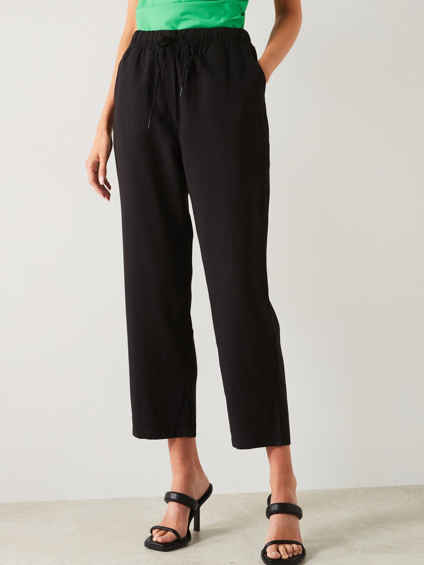 Mango Black Drawstring Jogger Trousers, Black, Size S, Women