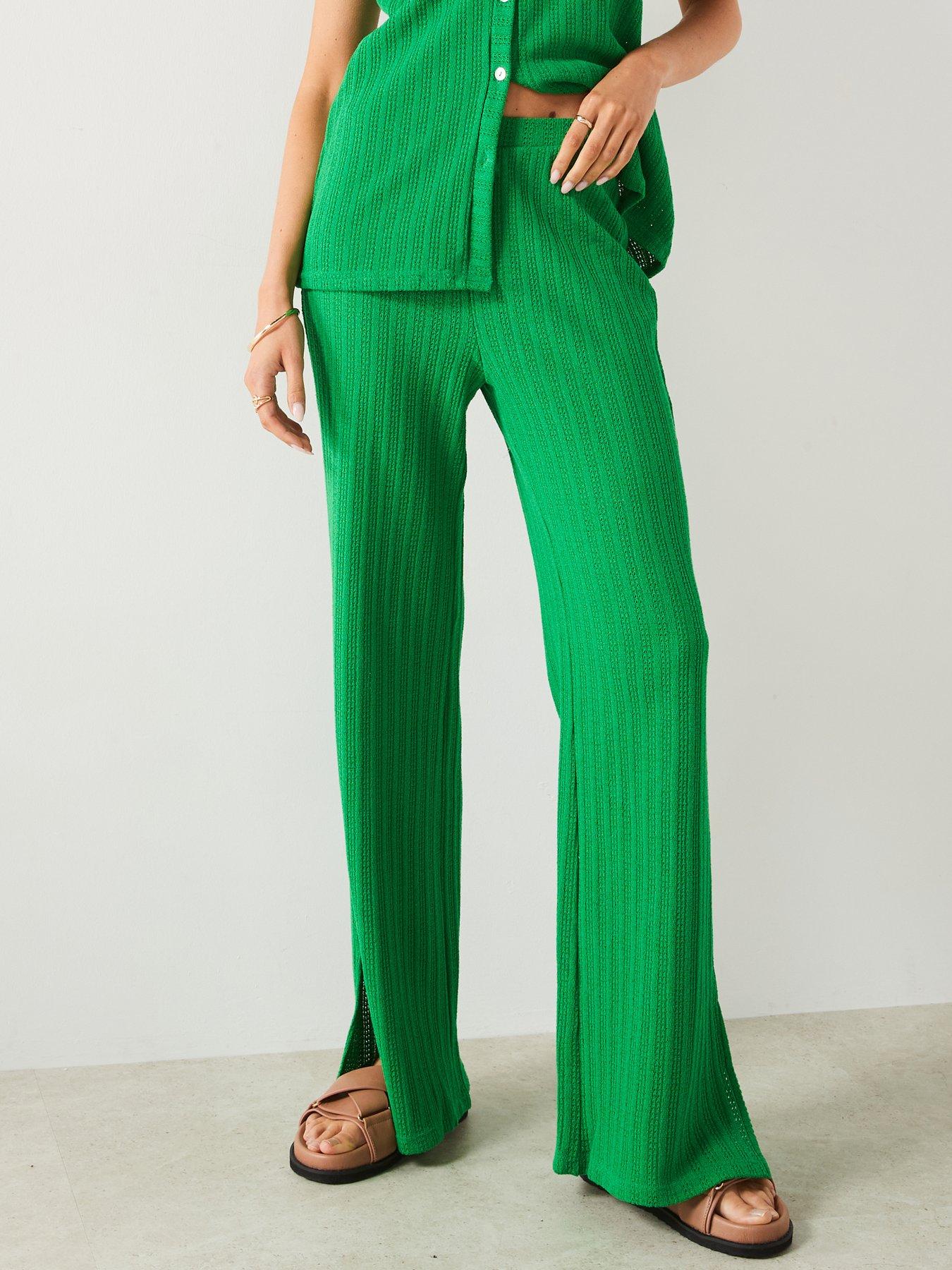 Mango Green Straight Crochet Trousers Very