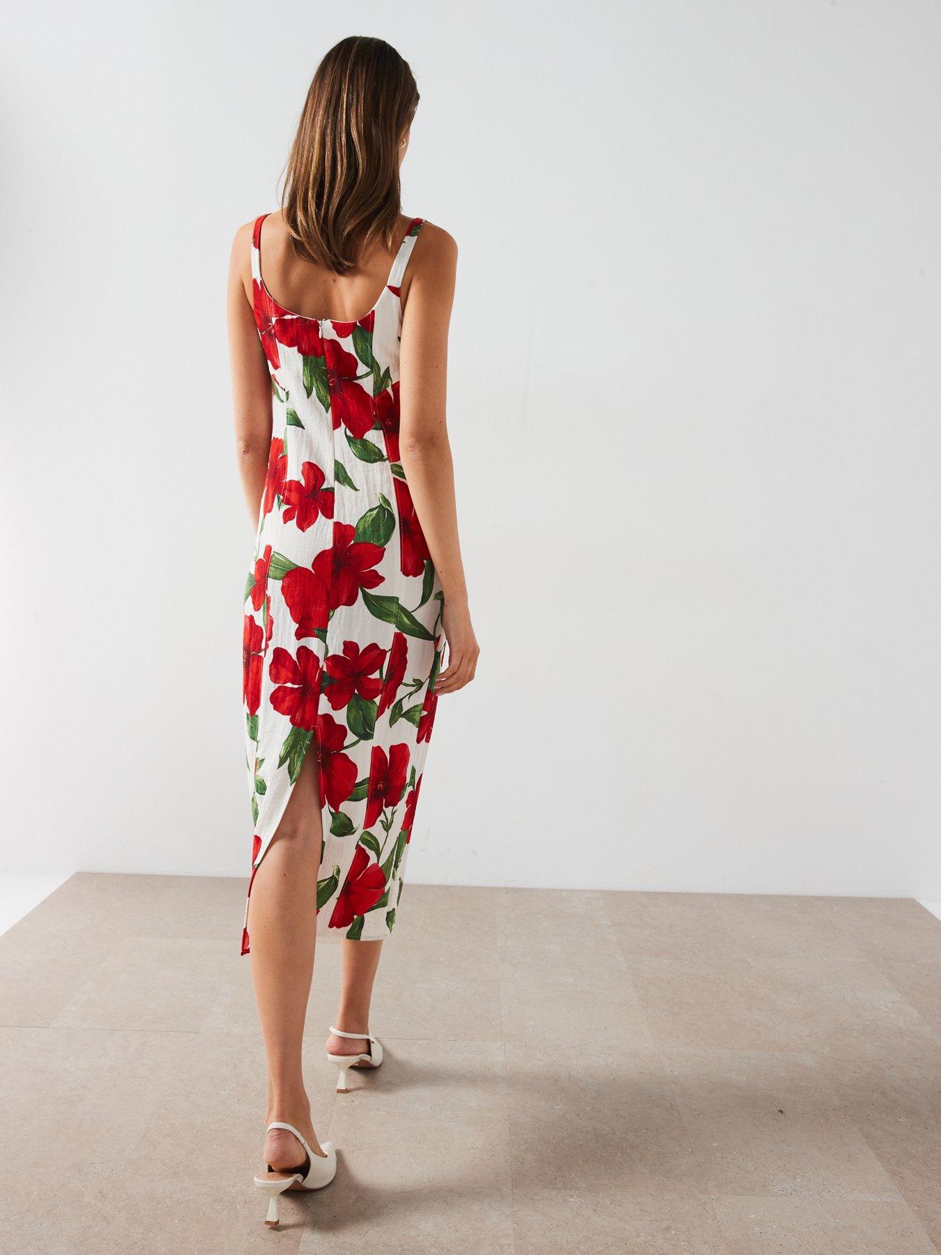 Mango Floral Print Tailored Midi Dress Cream Very