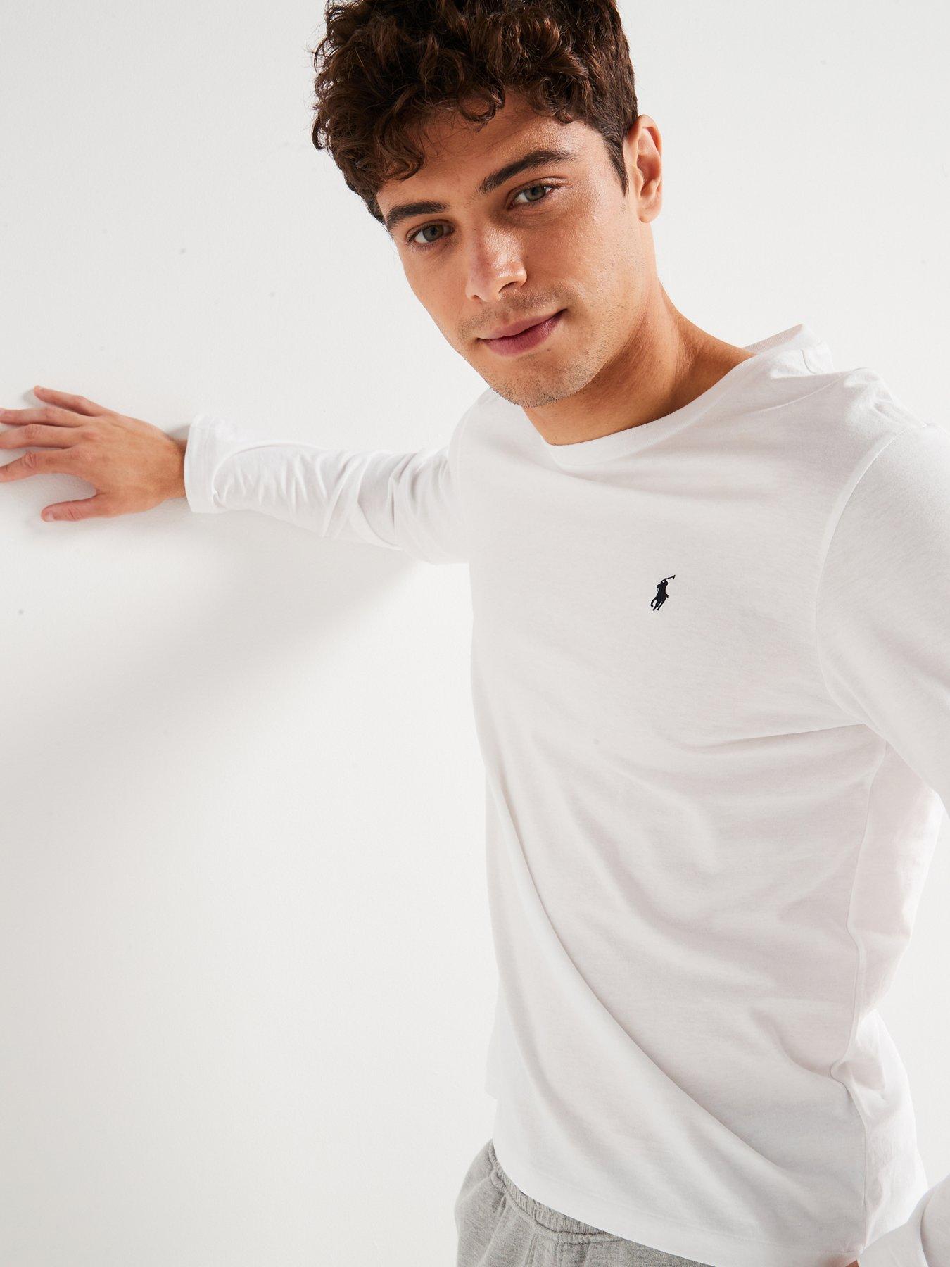 Image 4 of 4 of Polo Ralph Lauren Left Chest Long Sleeve Loungewear Top - White