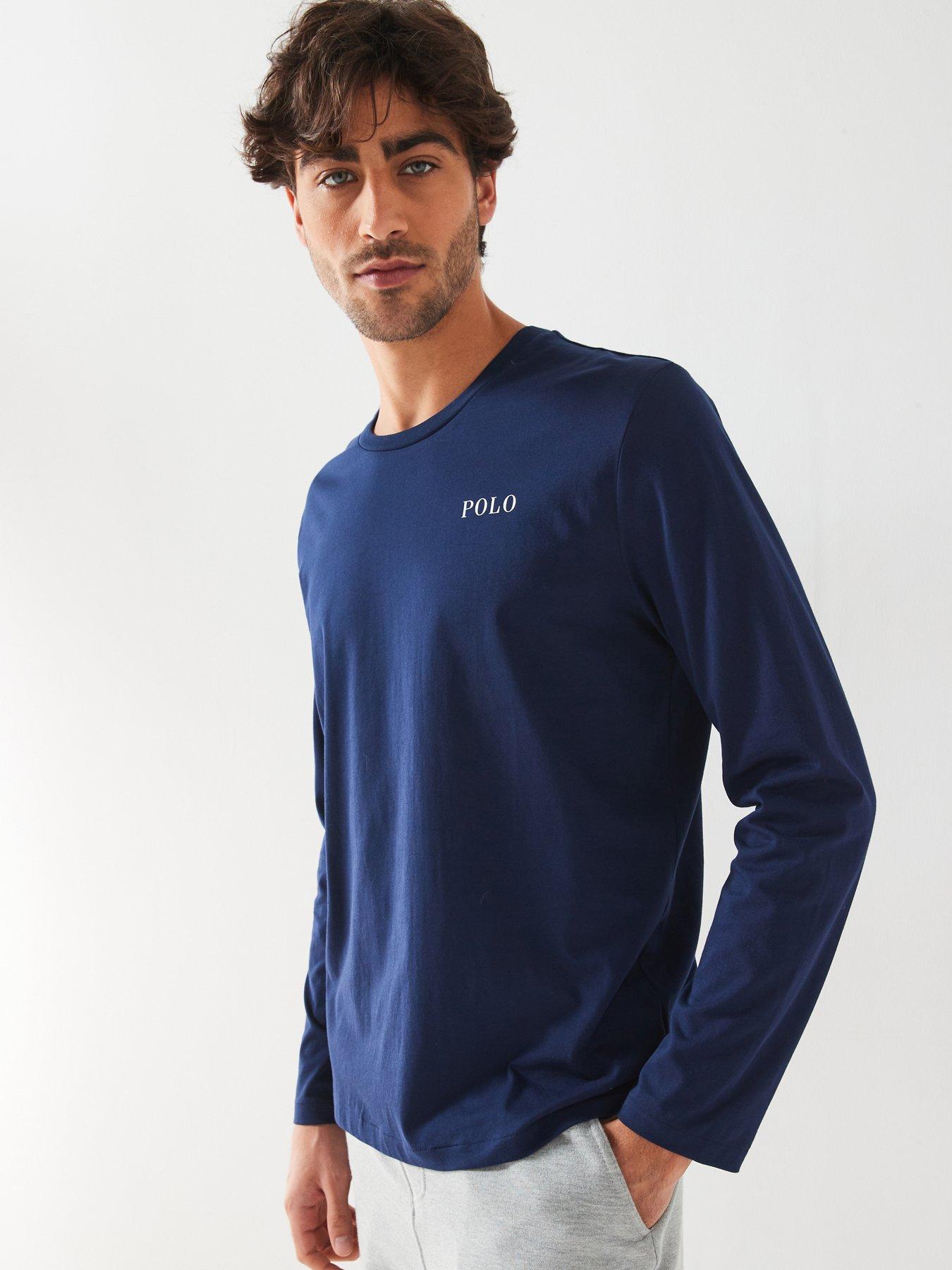 undefined Left Logo Long Sleeve Loungewear Top - Navy