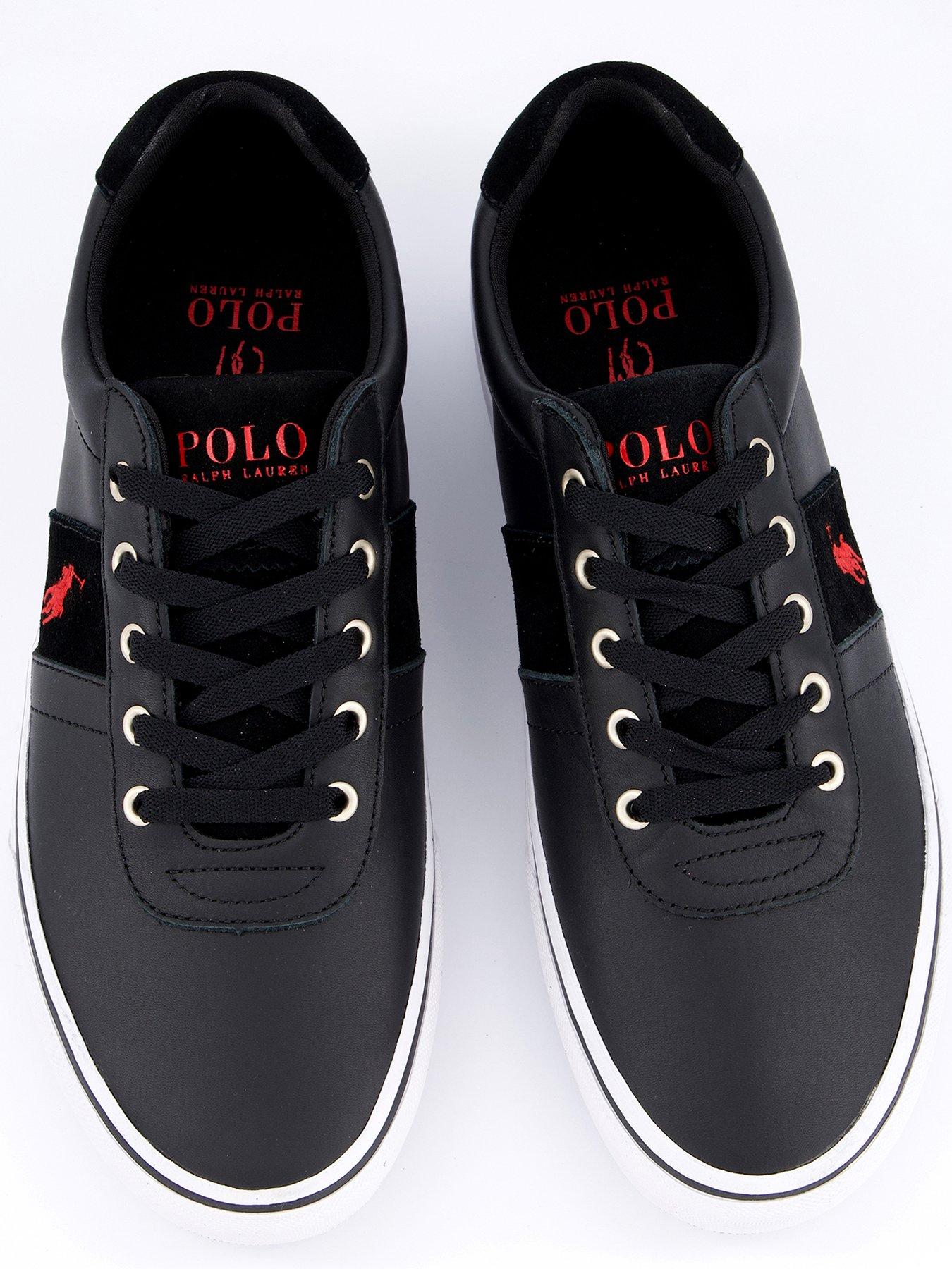 Polo ralph lauren hanford leather trainers in black best sale