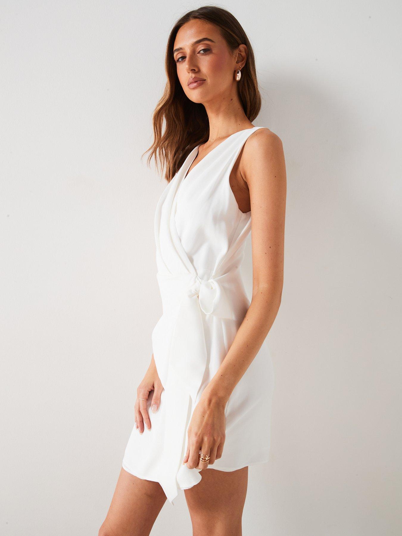 Mango White Sleeveless Wrap Detail Mini Dress | Very.co.uk