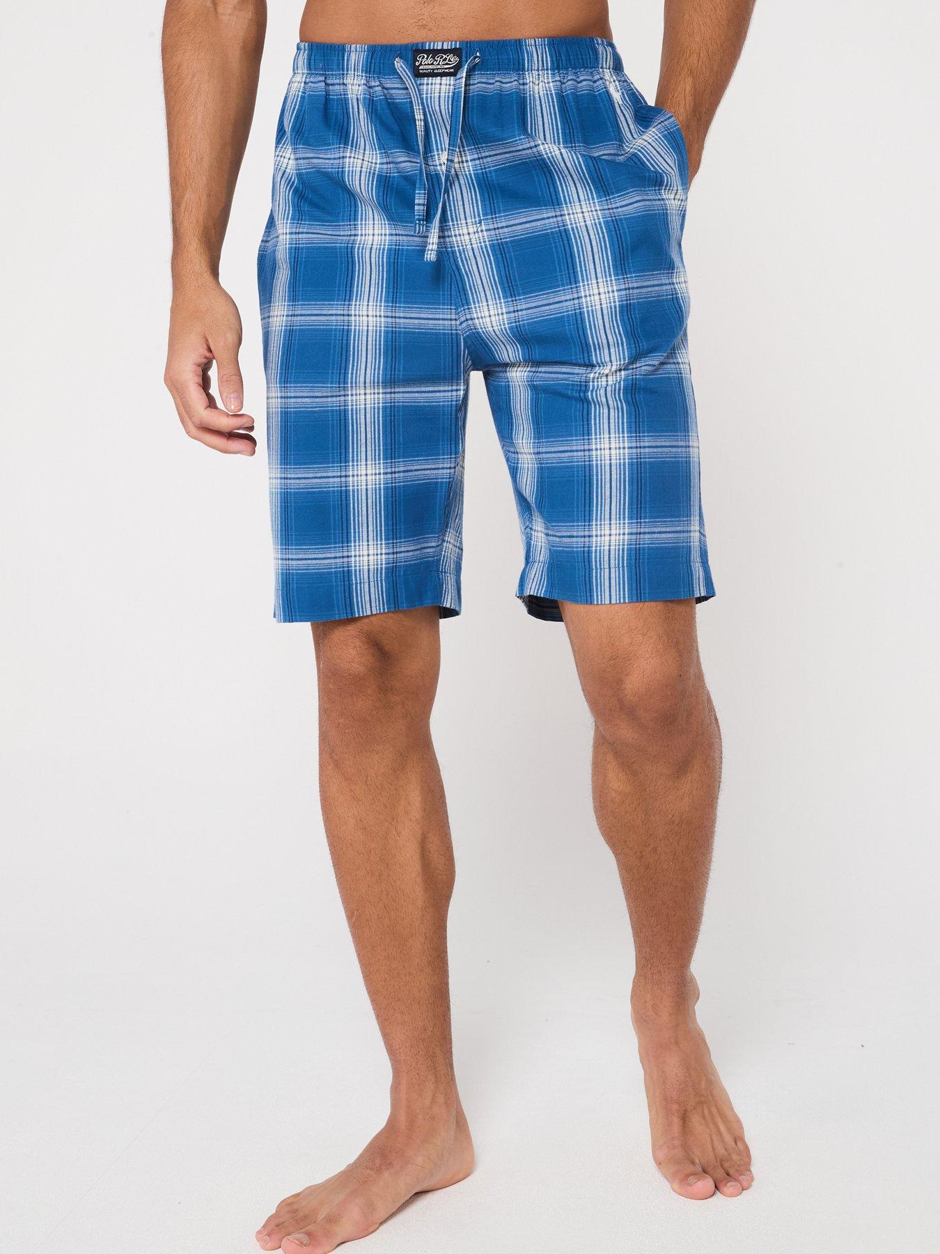 undefined Check Woven Loungewear Shorts - Navy