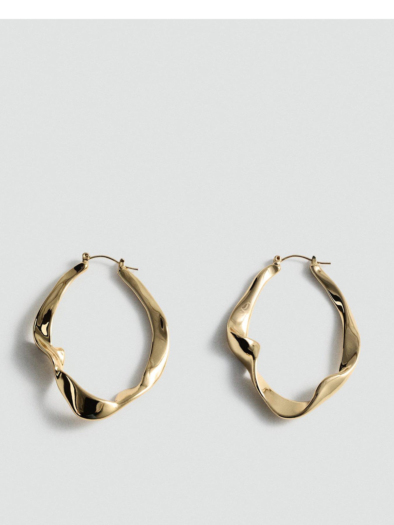 Product photograph of Mango Gold Hoop Detail Earrings from very.co.uk