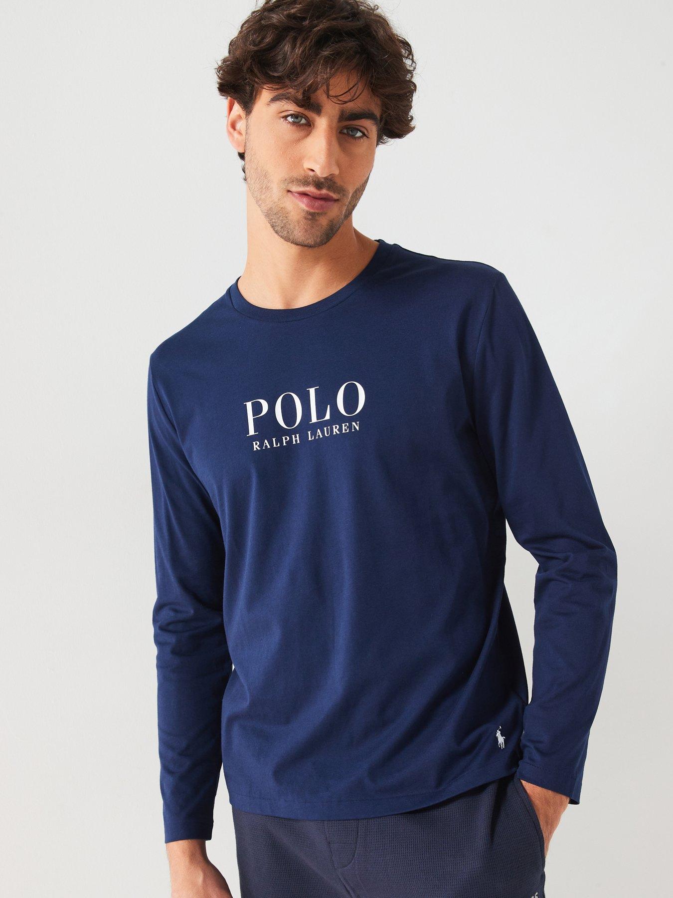 undefined Chest Logo Long Sleeve Loungewear Top - Navy