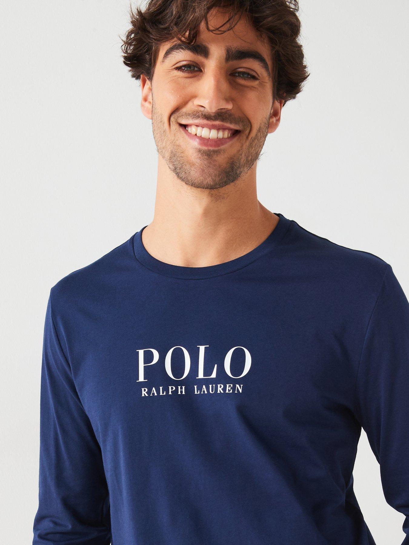 Image 5 of 5 of Polo Ralph Lauren Chest Logo Long Sleeve Loungewear Top - Navy