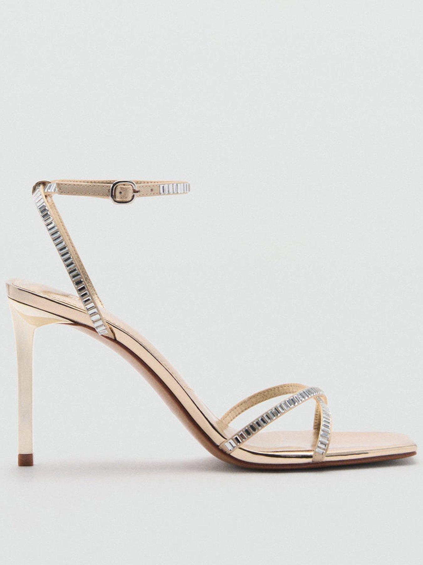 Image 1 of 4 of Mango Embellished Heeled Sandal - Gold