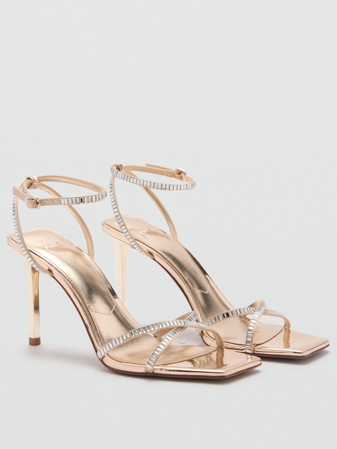 Image 2 of 4 of Mango Embellished Heeled Sandal - Gold