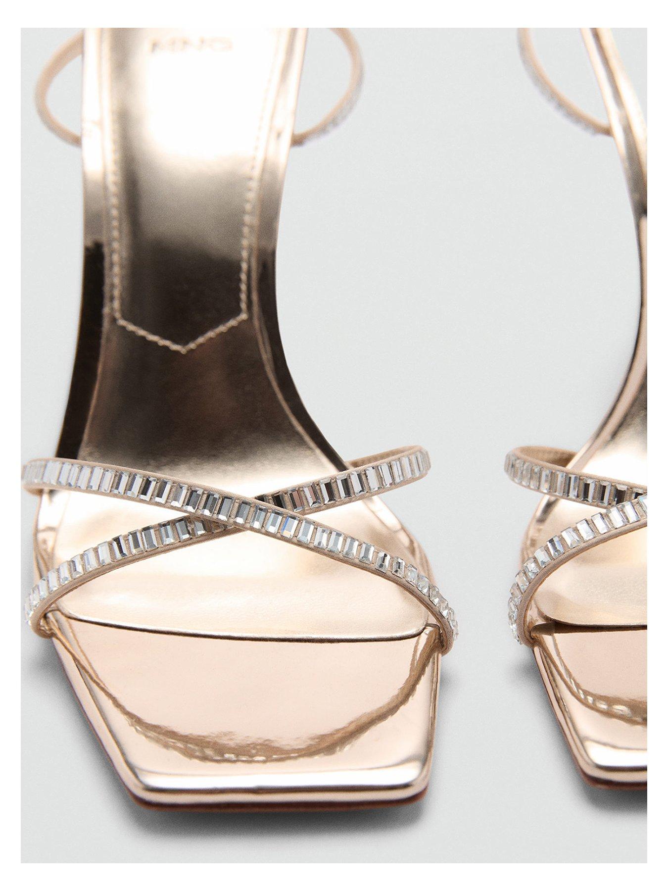 Image 4 of 4 of Mango Embellished Heeled Sandal - Gold