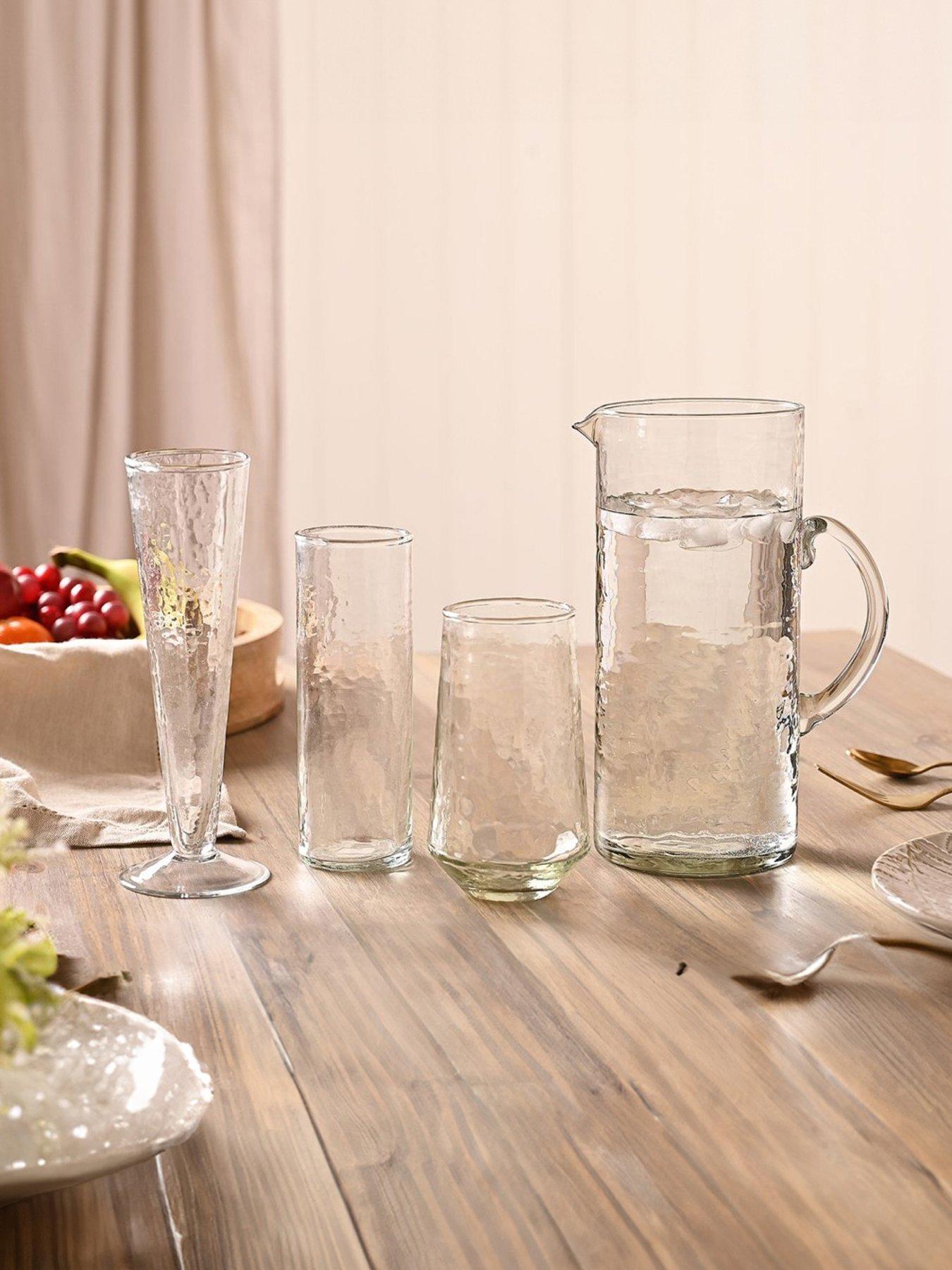 Product photograph of Hestia Set Of 4 Hammered Style Tall Glasses from very.co.uk