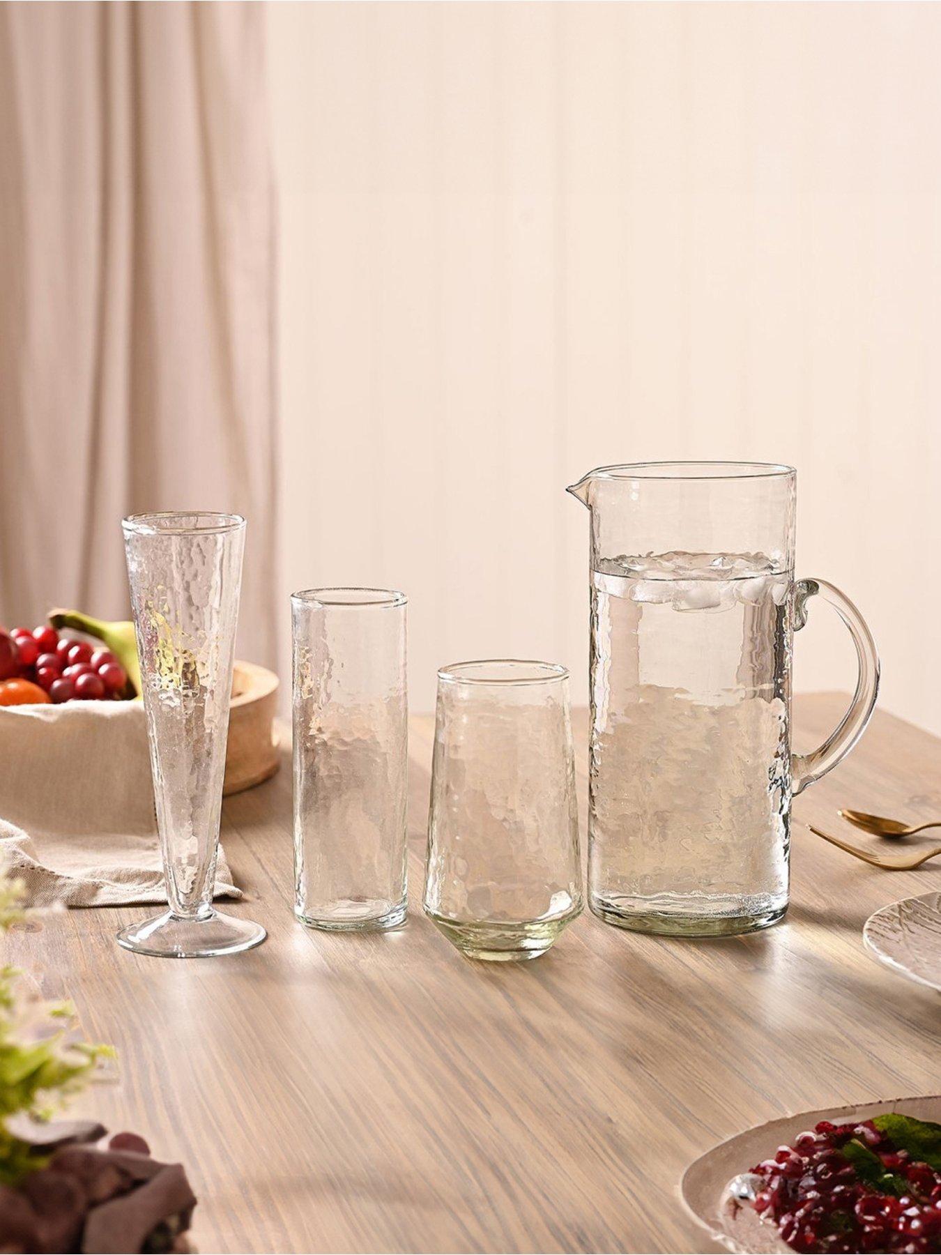 Product photograph of Hestia Set Of 4 Hammered Style Highball Glasses from very.co.uk