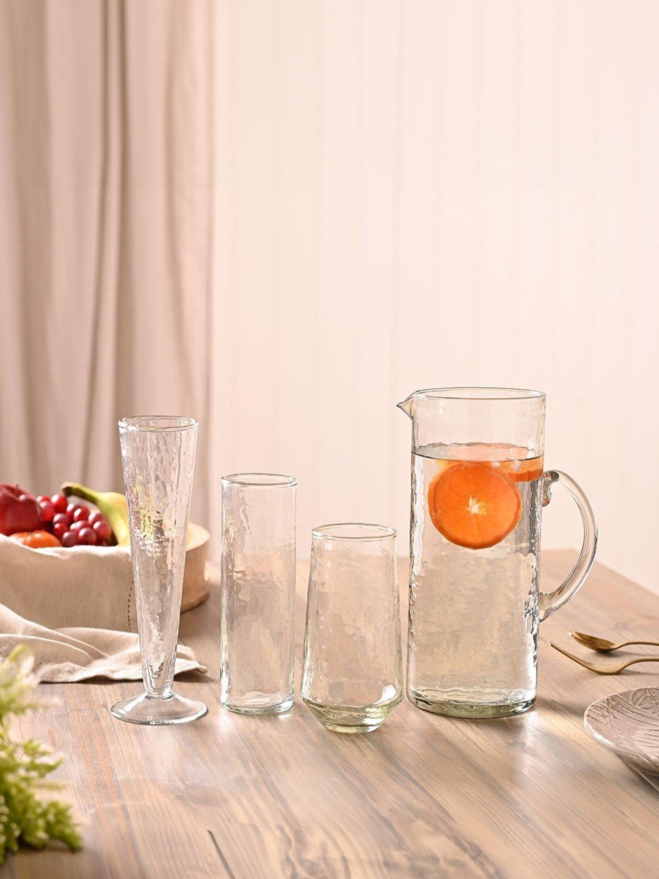 Product photograph of Hestia Hammered Style Glass Jug from very.co.uk